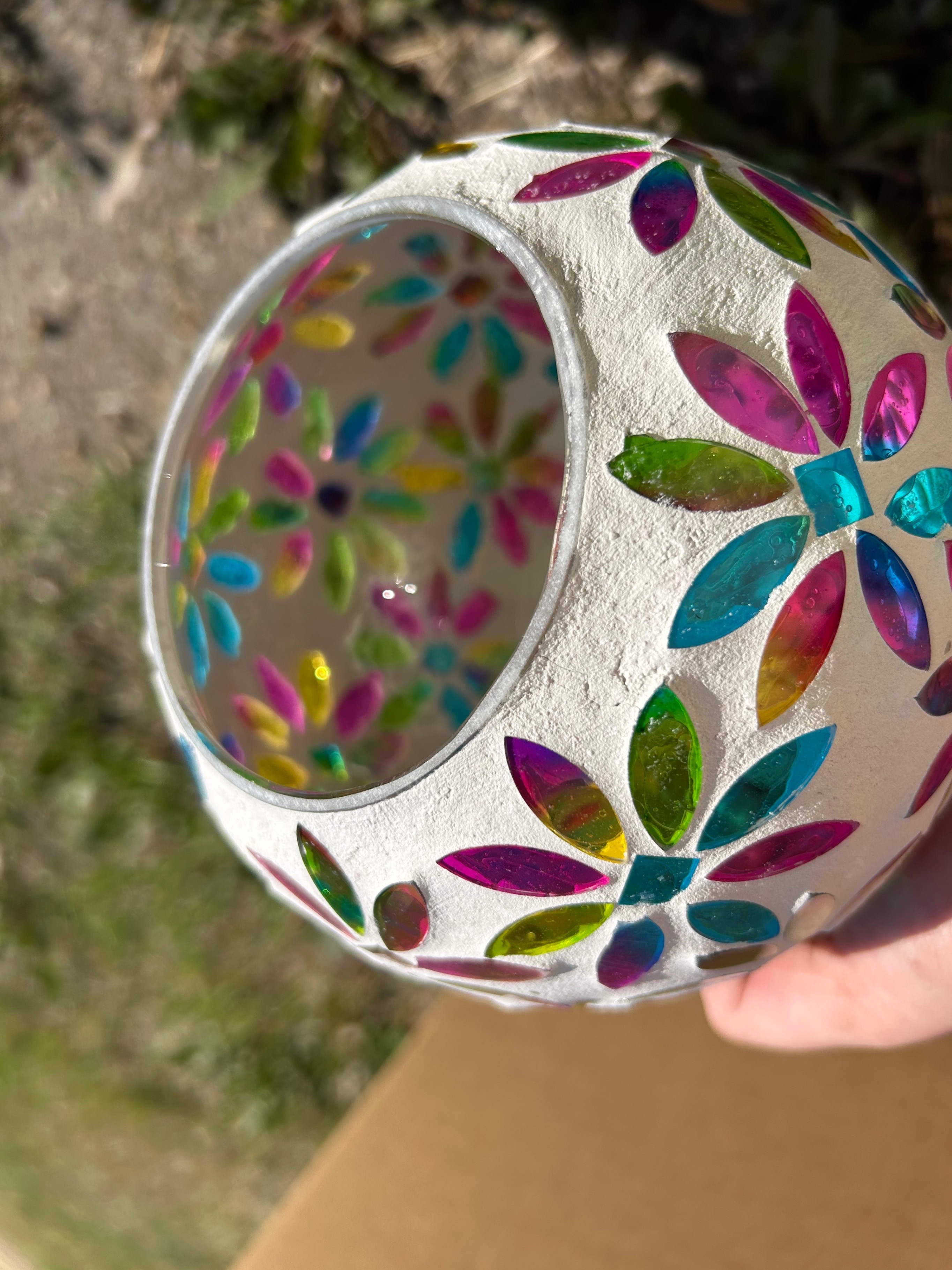 Plaster and Stained Glass Bird Perch/Feeder - photo 4