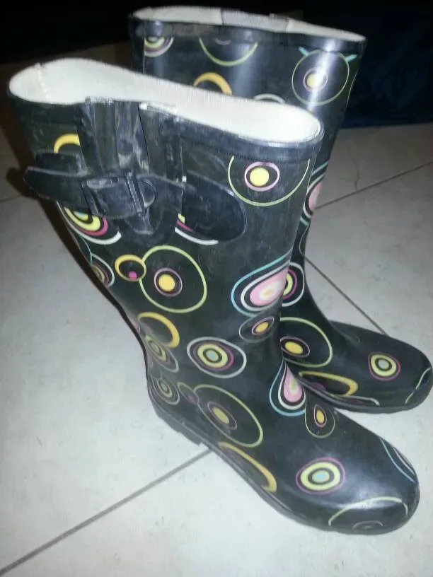 Awesome Rubber Boots -- Black With Colourful Circles - photo 2
