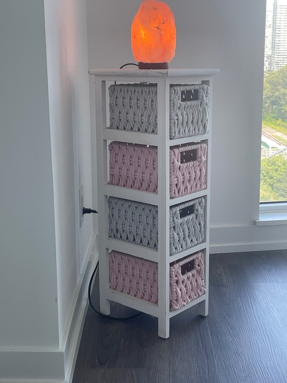 White Storage Tower with 4 Fabric Storage Baskets - photo 2