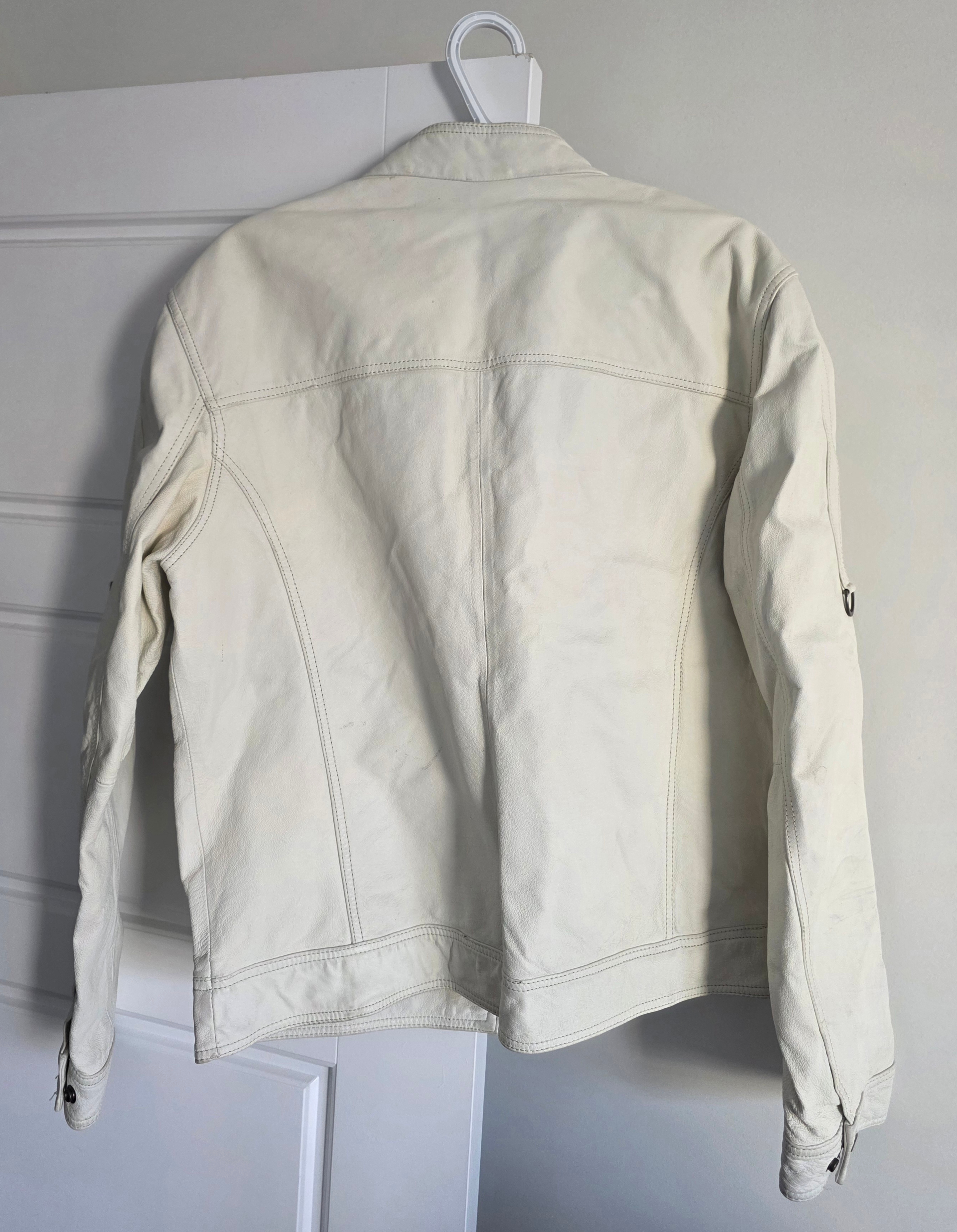 Danier /Vintage Leather Biker Style Jacket-Unisex-Cream/White - photo 2