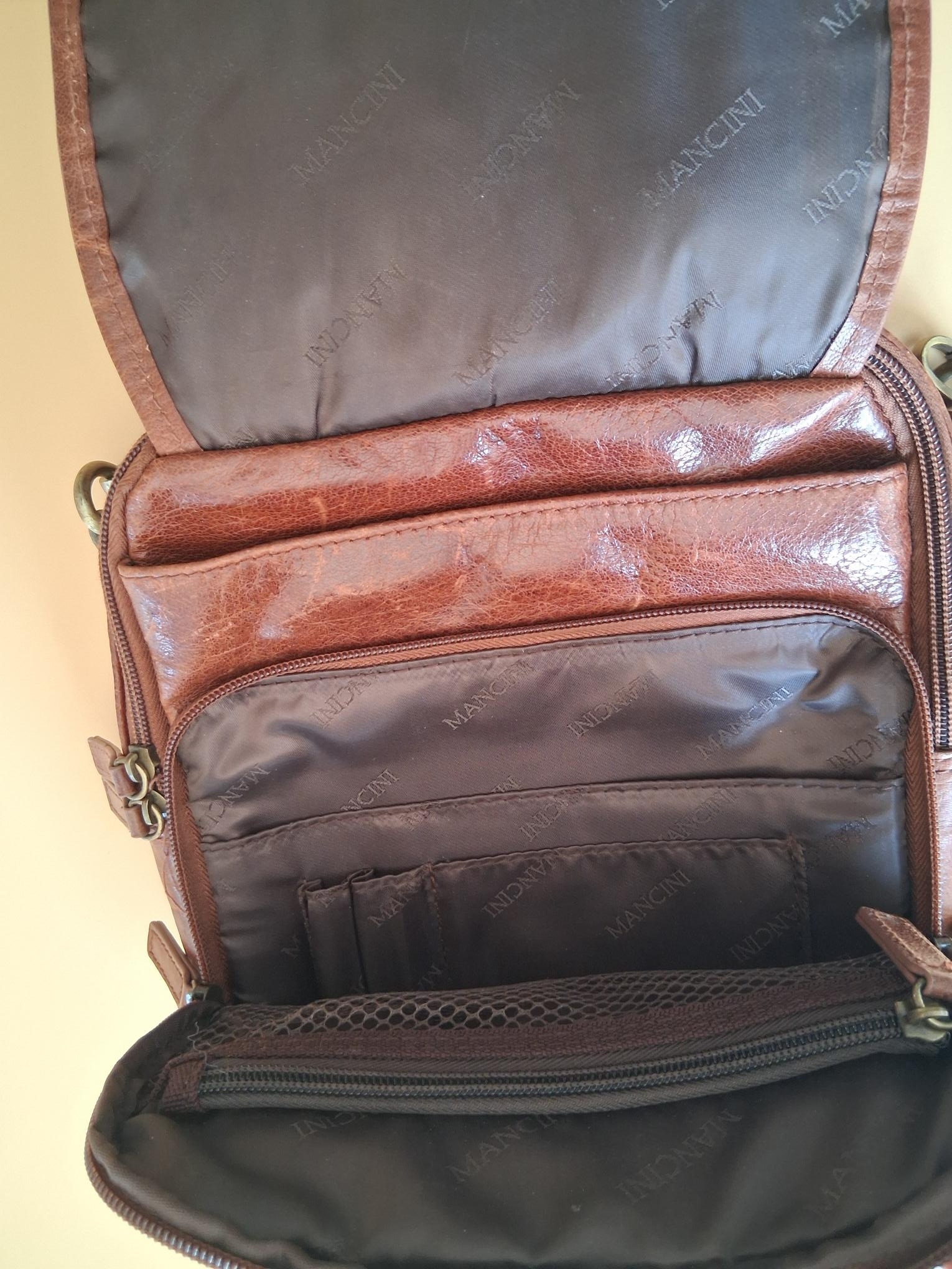 Mancini Brown Leather Unisex  Crossbody Bag - photo 3