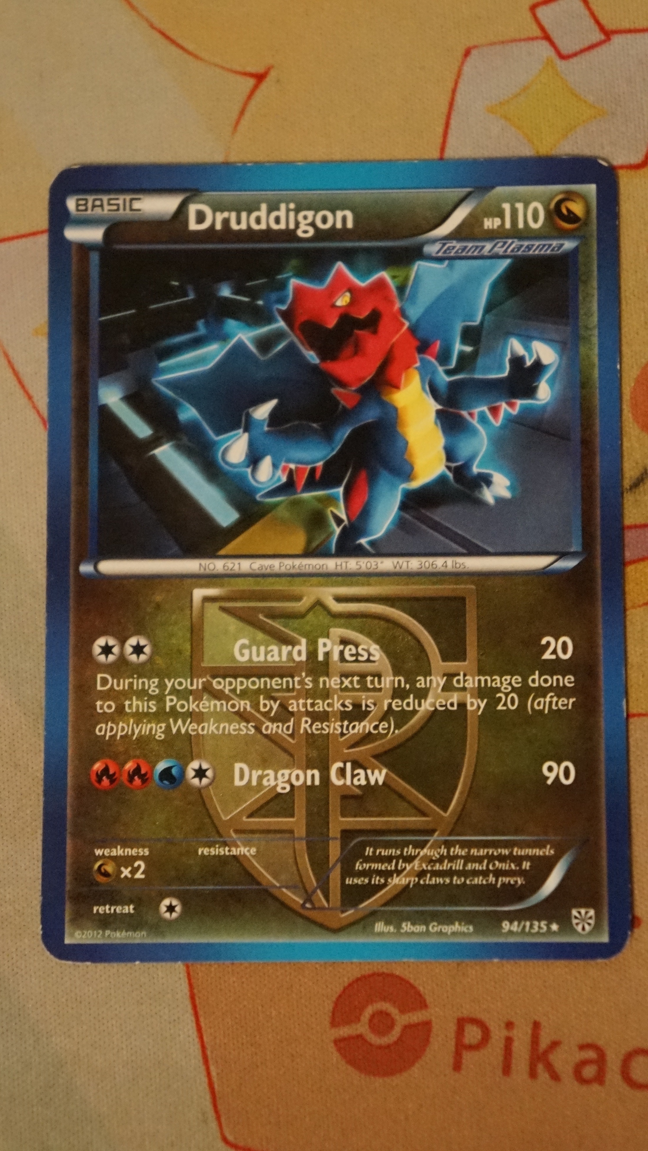 Pokemon Druddigon 94/135 Plasma Storm Non-Holo HP - photo 3
