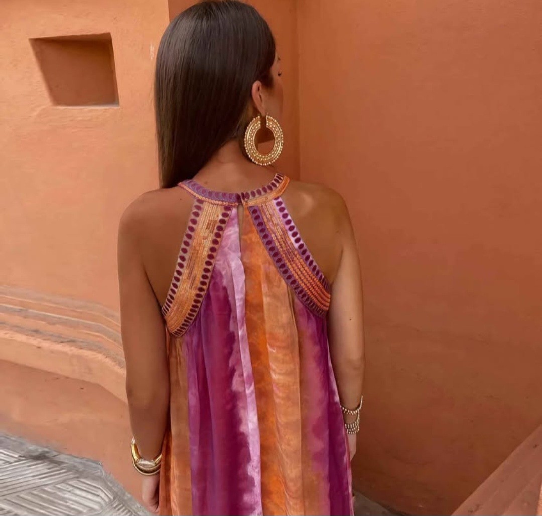 ZARA TIE-DYE DRESS WITH SEQUINS ROUND NECK - photo 4