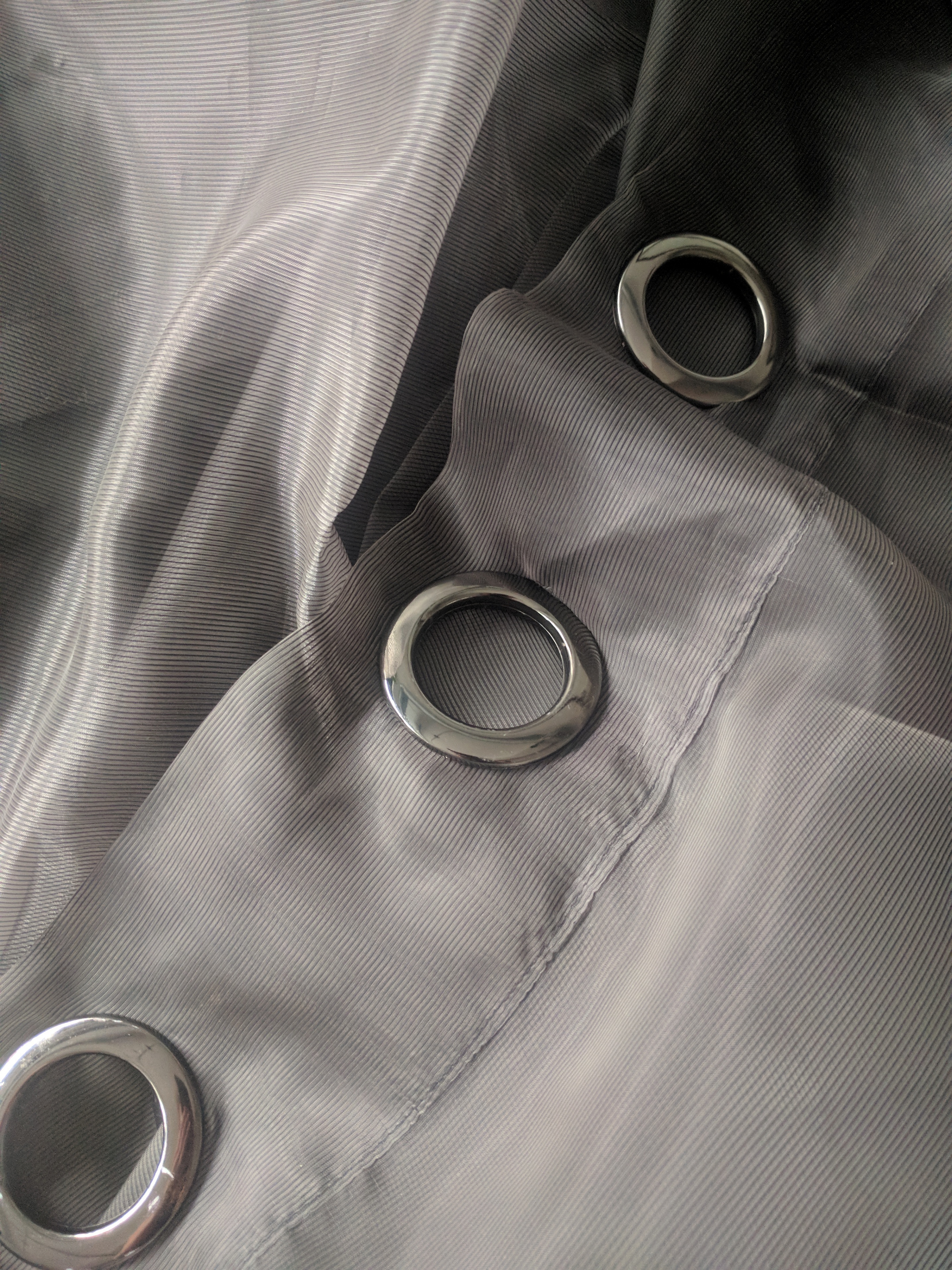 Gray Striped Sheer Curtain Set 92"