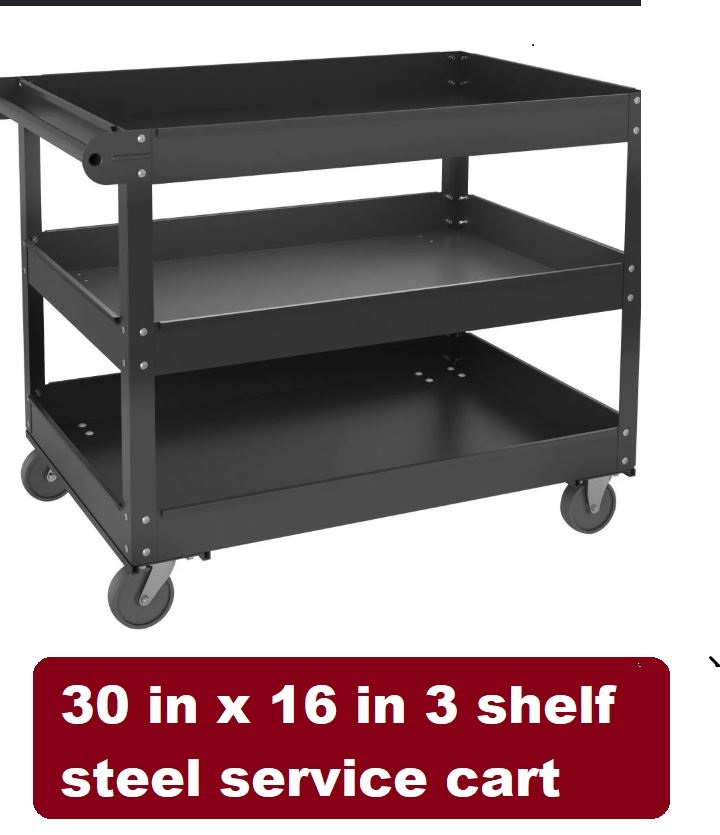 30 in x 16 in 3 shelf steel service cart - photo 2