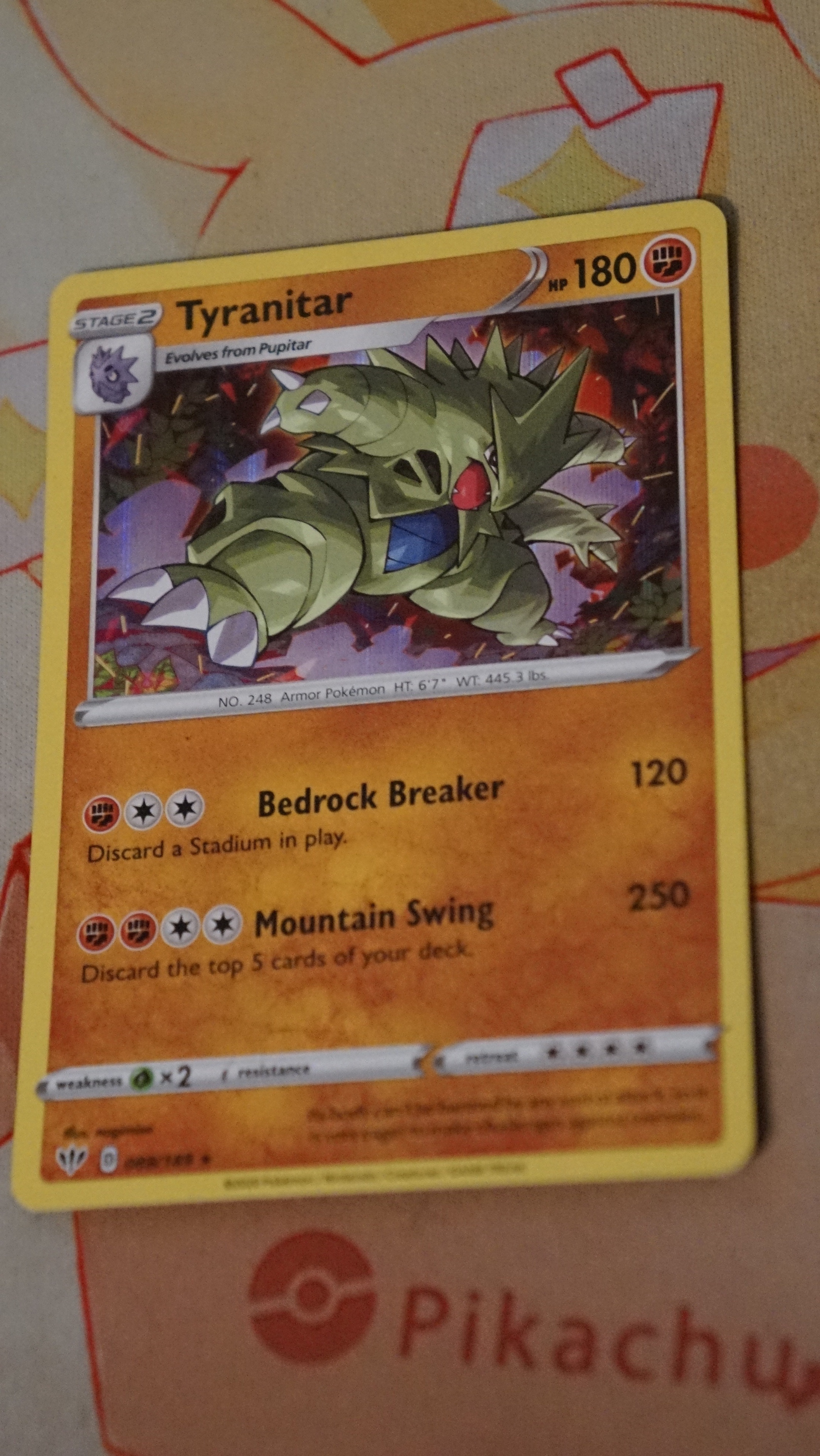 Pokemon Tyranitar 088/189 Darkness Ablaze Holo HP - photo 3