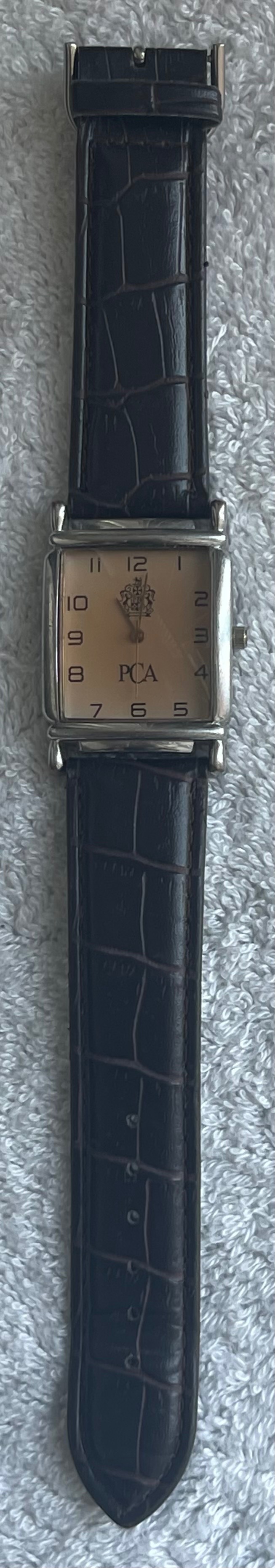 Vintage PCA Rectangular Tank Watch – Dark Brown Leather - photo 2