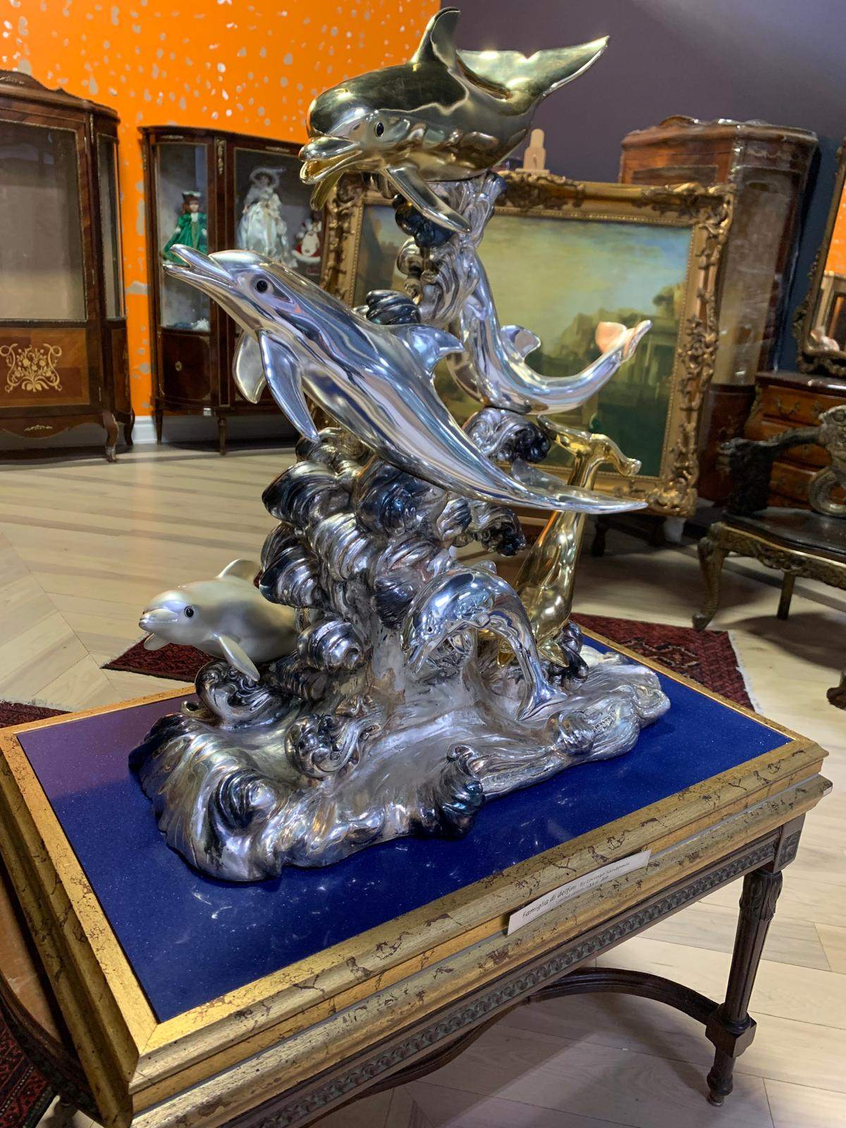 STORE CLOSING: L. Soprani 925 Silver & Lapis Dolphin Sculpture