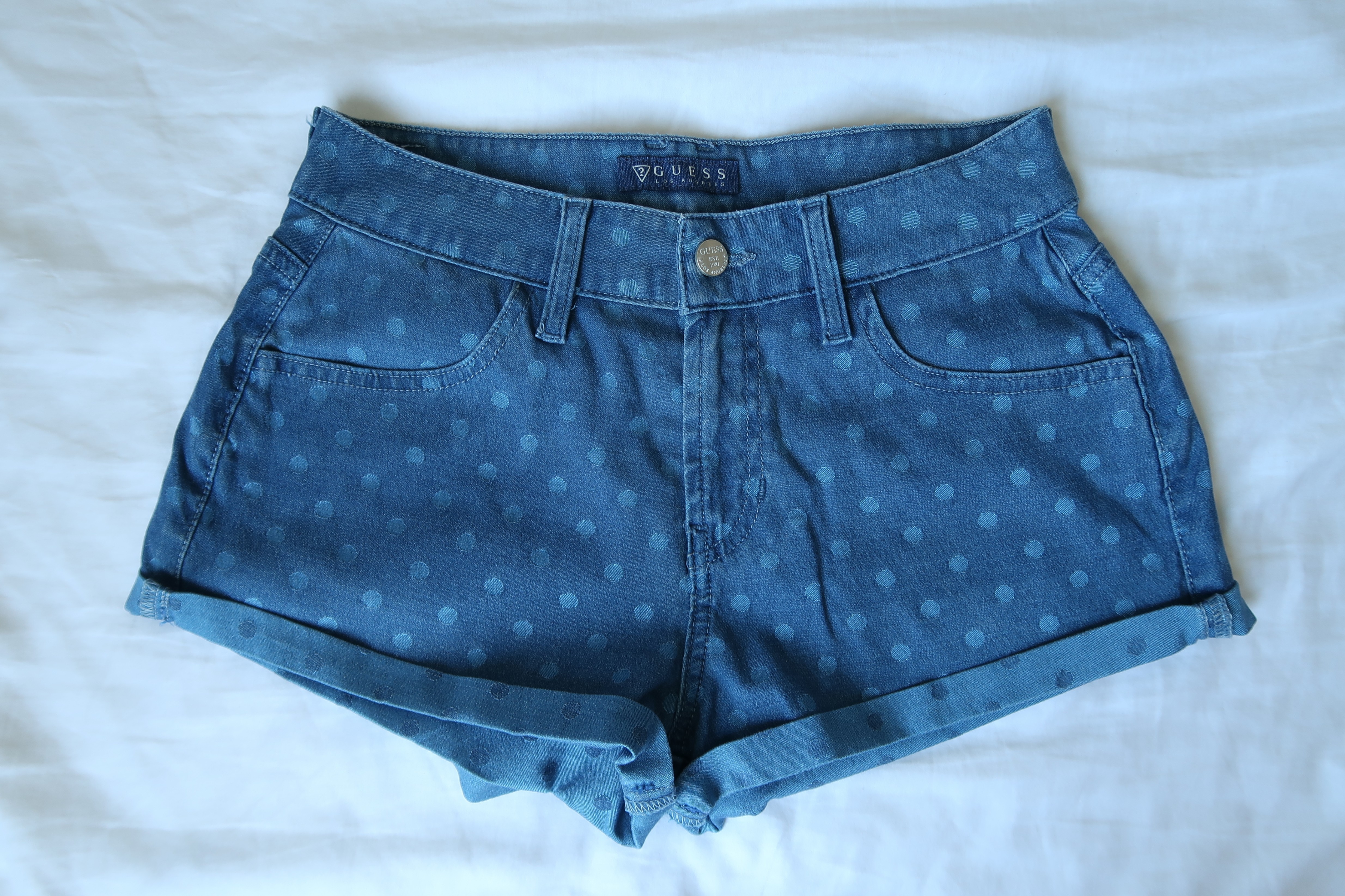 GUESS Cute Polka Dot Denim Jean Shorts - photo 3
