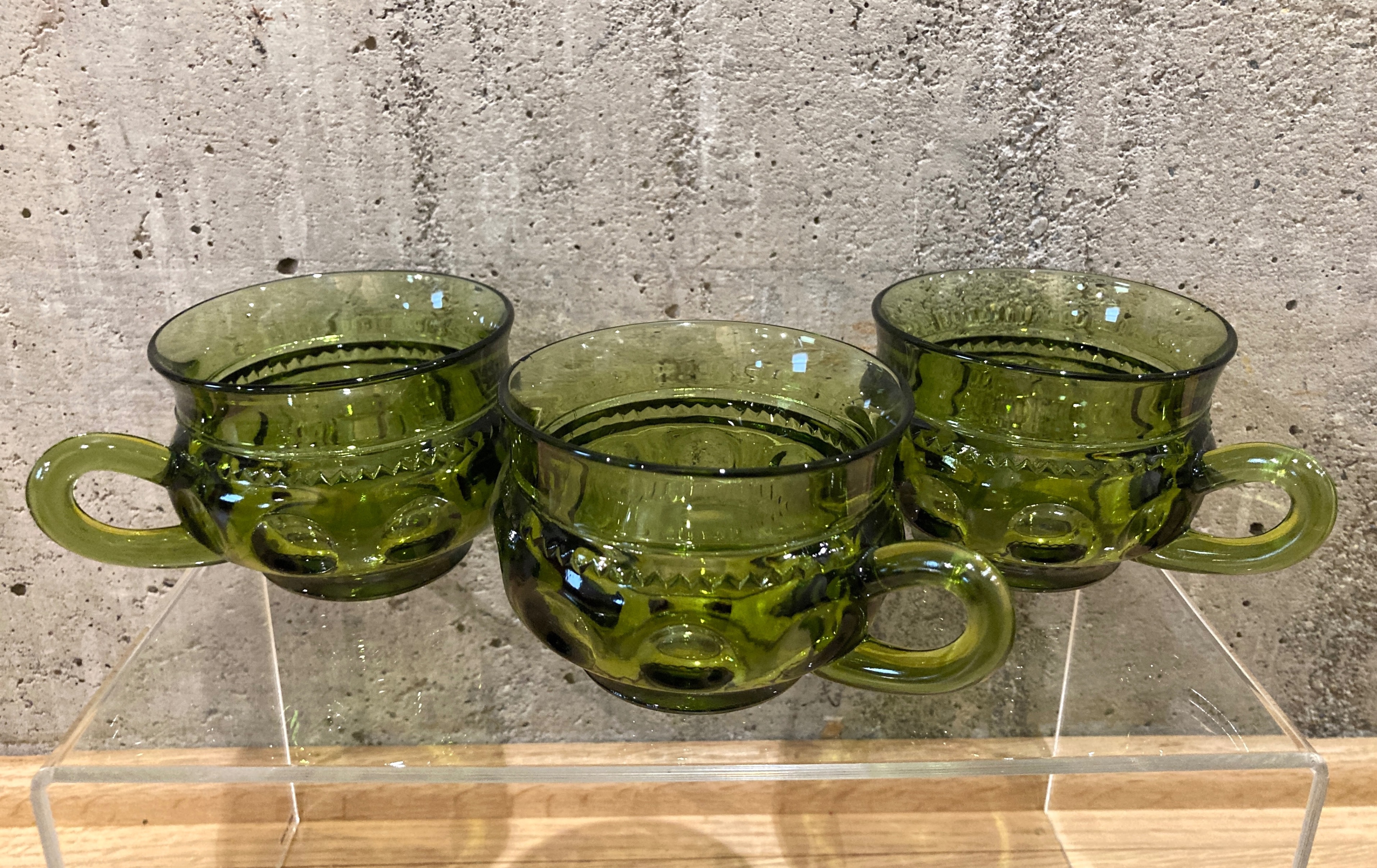 VTG Indiana Glass Kings Crown Thumbprint Green Set Sugar Creamer - photo 4