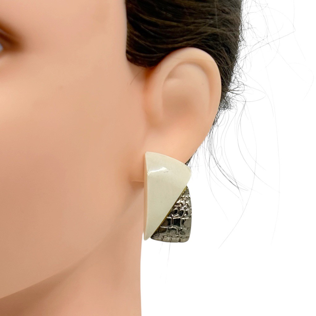 Vintage Sterling silver bone earrings - GM1005 - photo 4