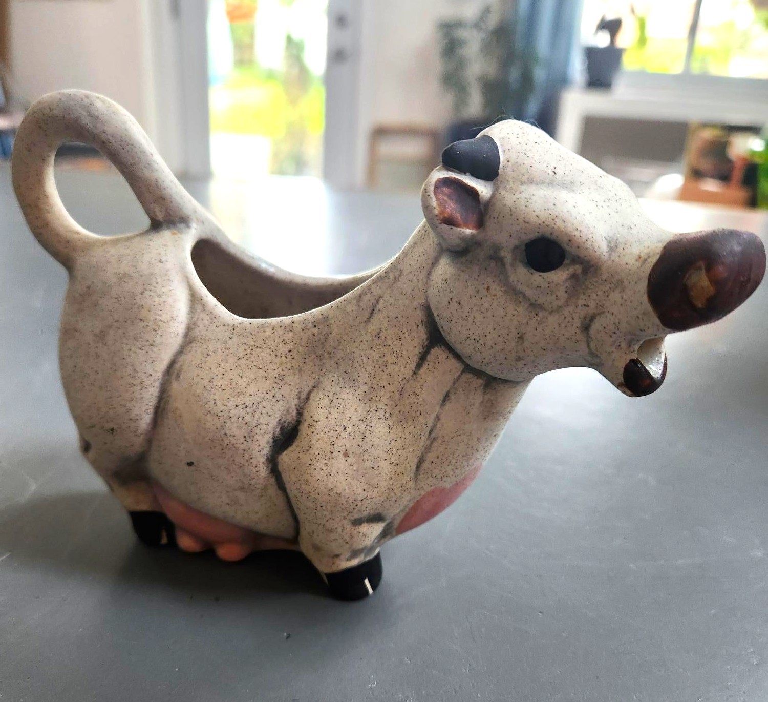 Rustic Cow Creamer - Handmade in Canada Stoneware, "Kae Studio"