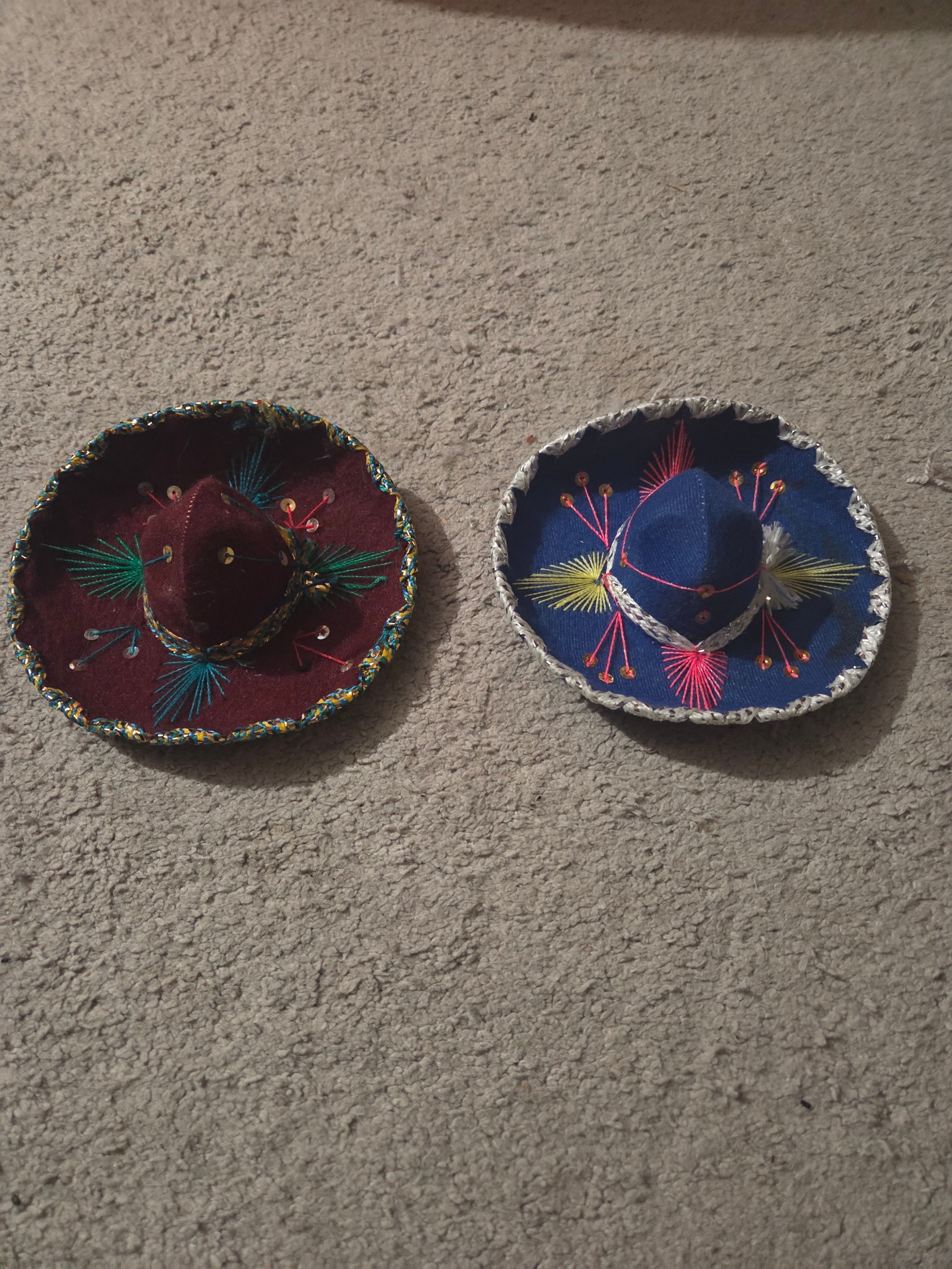 Pair of Vintage Miniature Mexican Velvet Sombreros