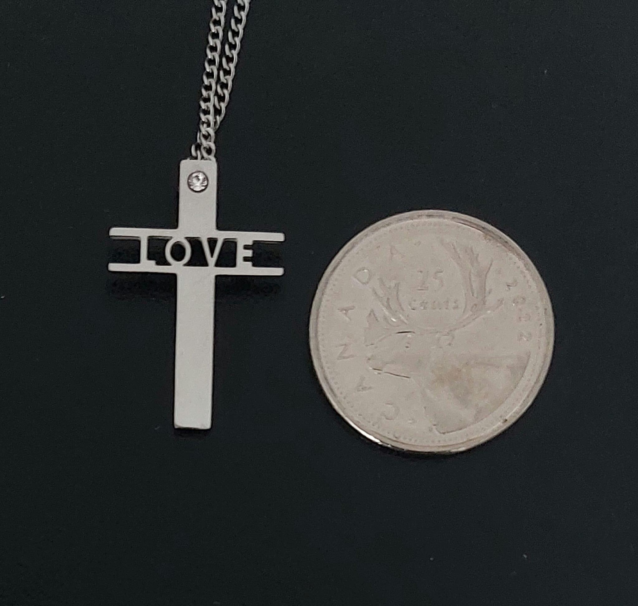 Roman Brand Silver-Tone Metal "LOVE" Cross Pendant Necklace - photo 5