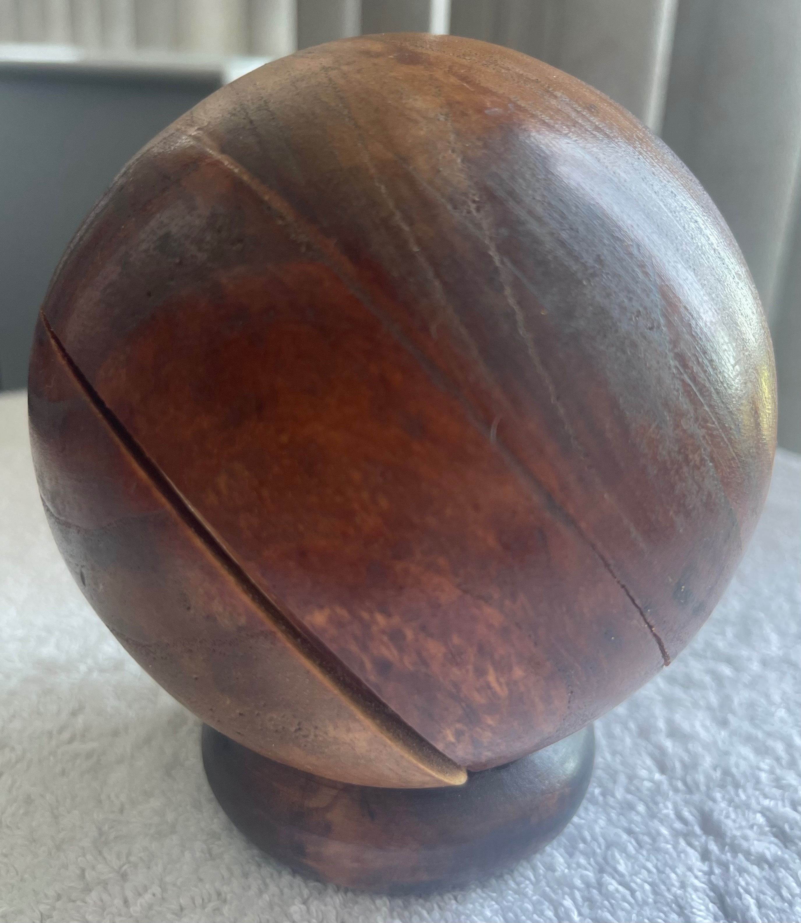 Vintage Mid-Century Modern Wooden Spherical Tilt Bowl - photo 2