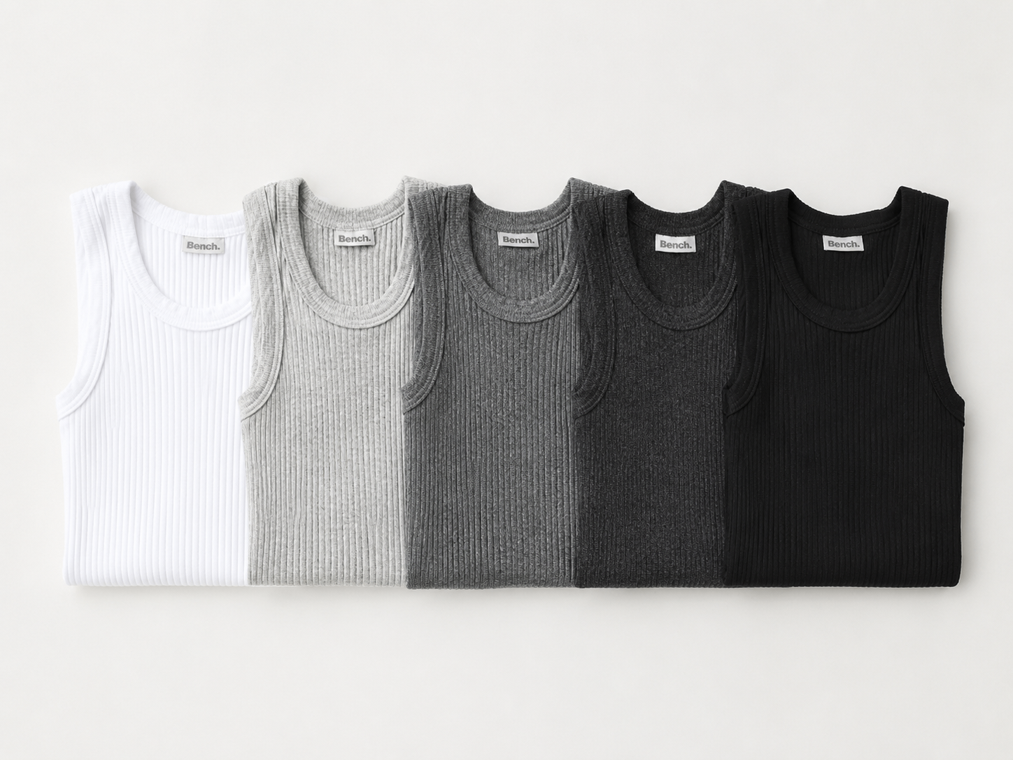 Bench Men’s Ribbed Tank Tops – Set of 5 – Size M