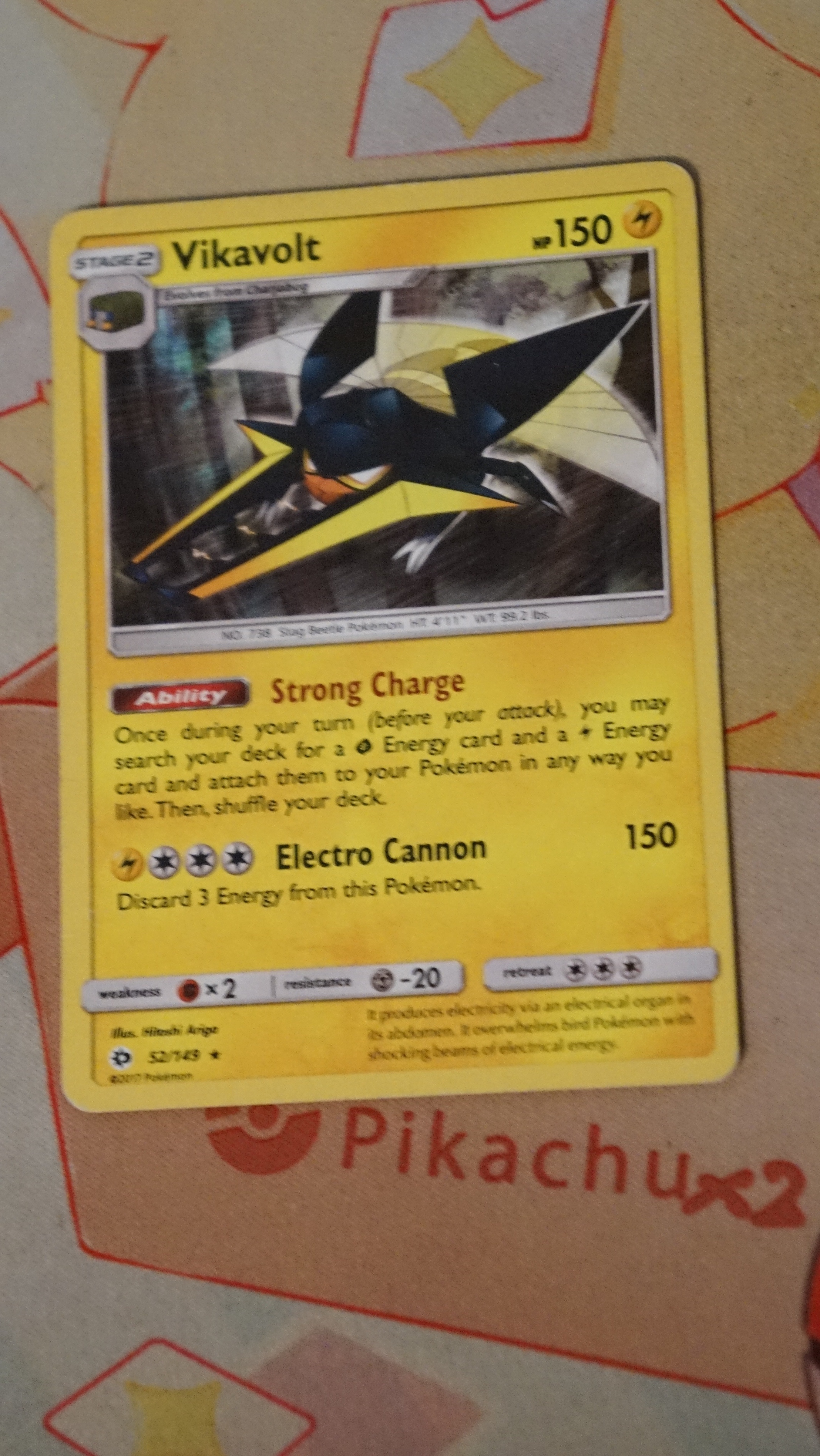 Pokemon Vikavolt 52/149 Sun & Moon Base Holo DMG - photo 3