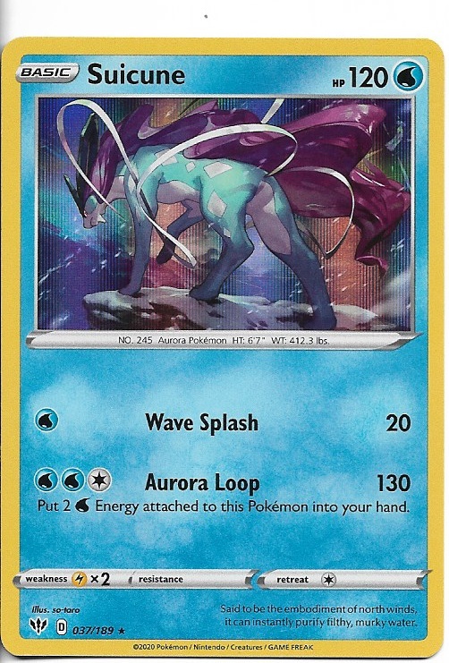 Pokemon Suicune 037/189 Darkness Ablaze Holo LP