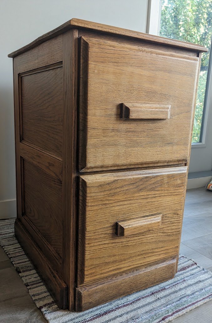 Solid Oak 2-Drawer Filing Cabinet | Solid Wood Storage Cabinet - photo 3