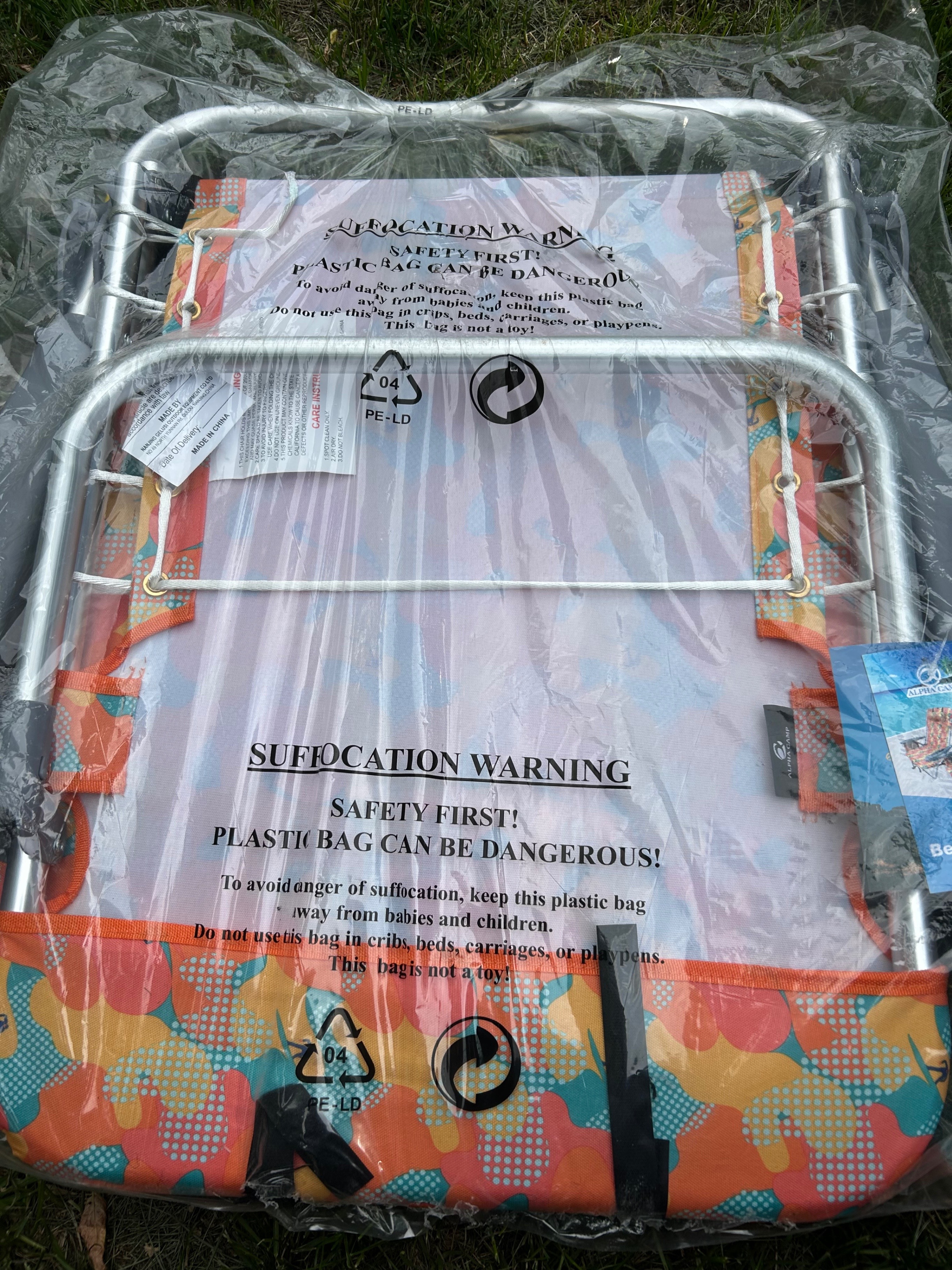 Set of Beach Chairs, Vintage Orange/Teal Pattern - photo 2