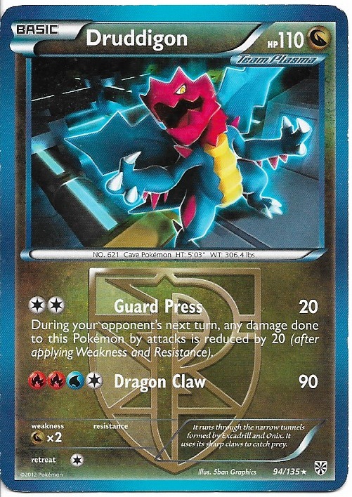Pokemon Druddigon 94/135 Plasma Storm Non-Holo HP