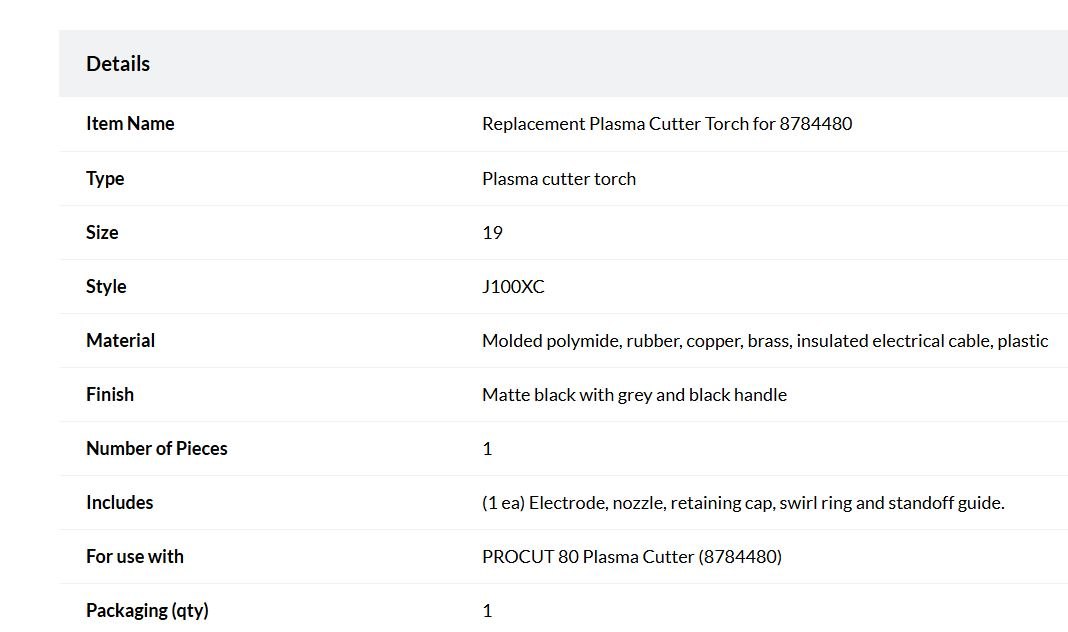 PROCUT 80 Plasma Cutter Replacement Torch - photo 2