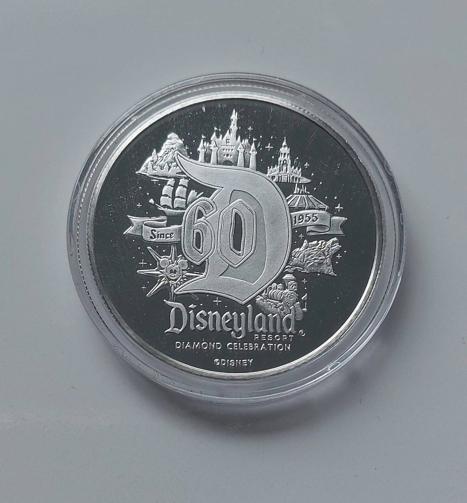 Disneyland 60th Anniversary Silver Plated Medallion Coin - photo 2
