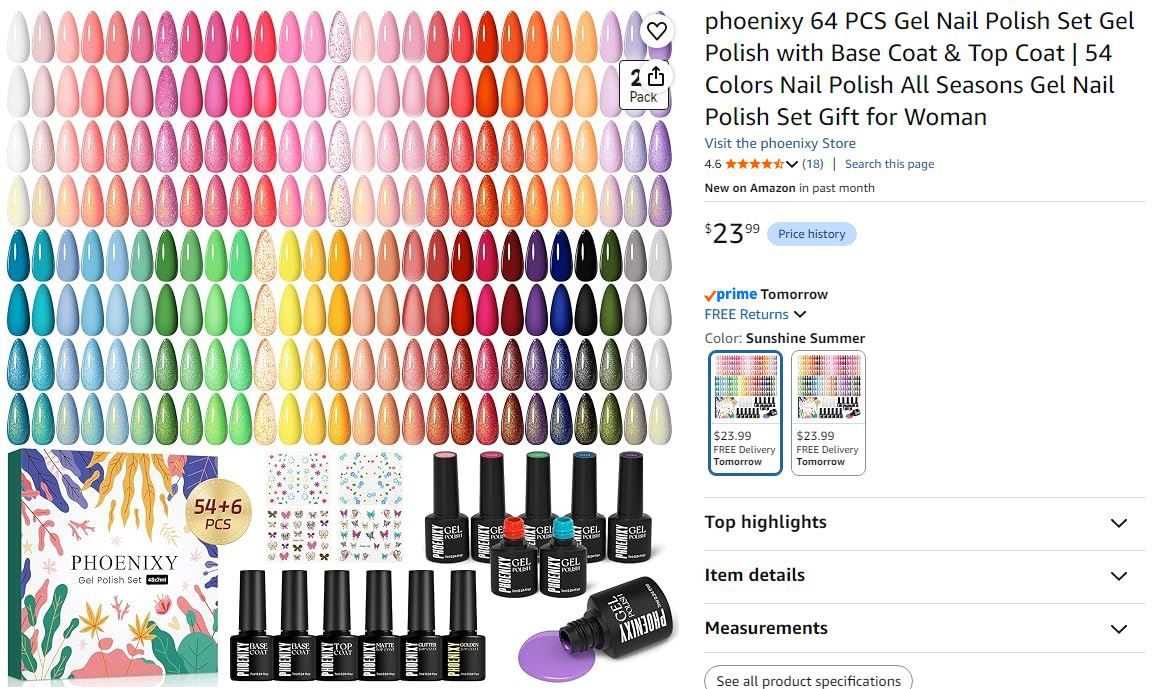 NEW~ Phoenixy 64 Pc Gel Nail Polish Set - photo 4