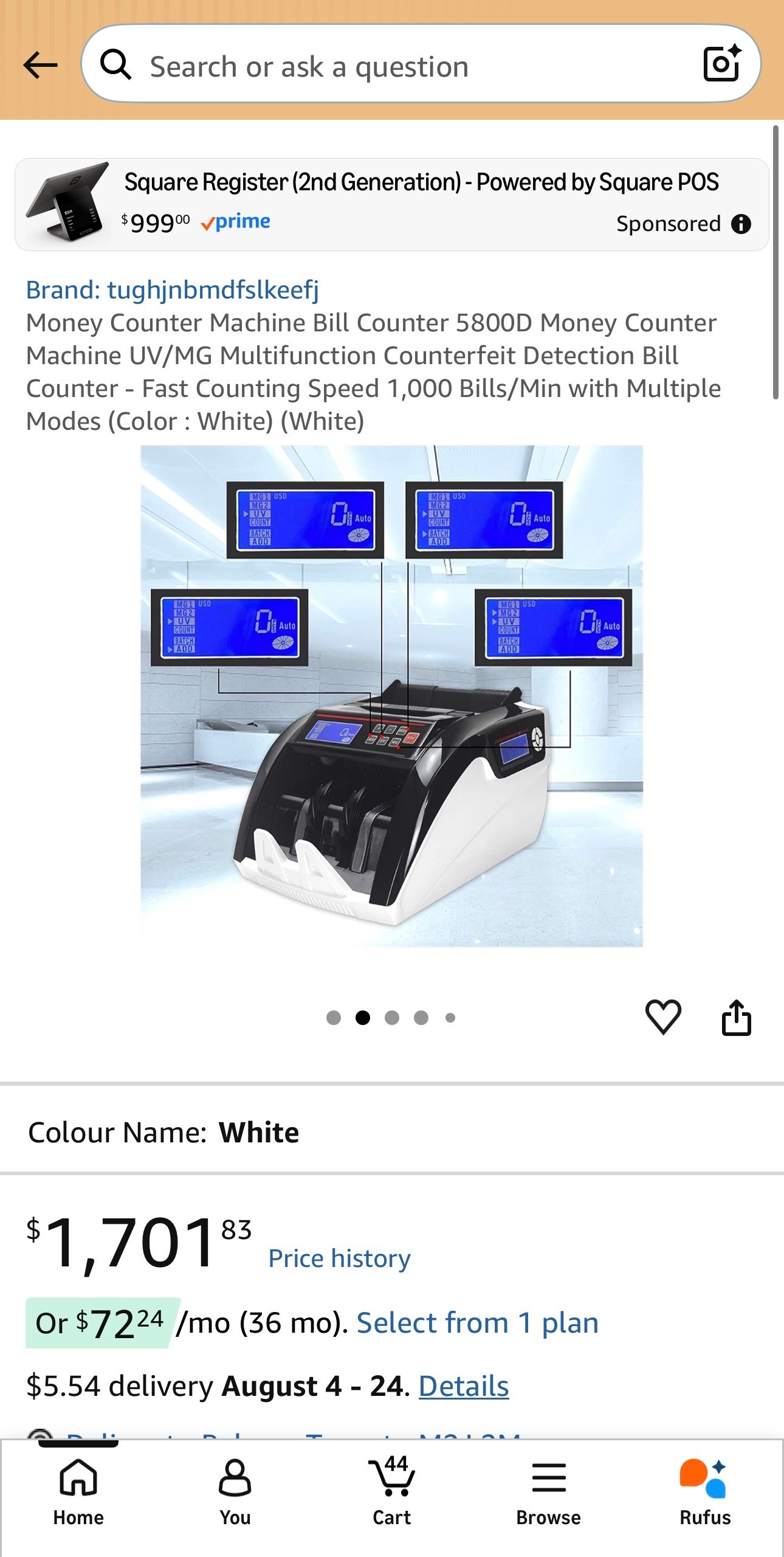 Money Counter Machine Bill Counter 5800D UV/MG Counterfeit 1000m