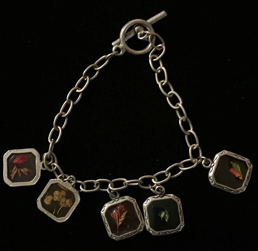 Vintage Flower Charm Bracelet - 6 Inches