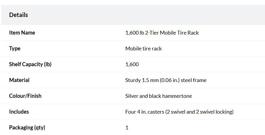 1,600 lb 2-Tier Mobile Tire Rack - photo 2