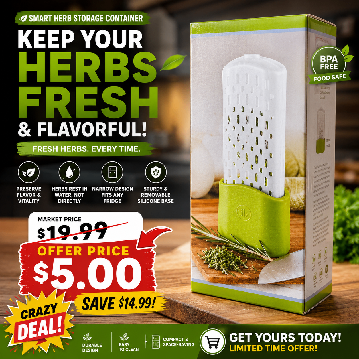 Herb Keeper Fresh Herb Storage Container