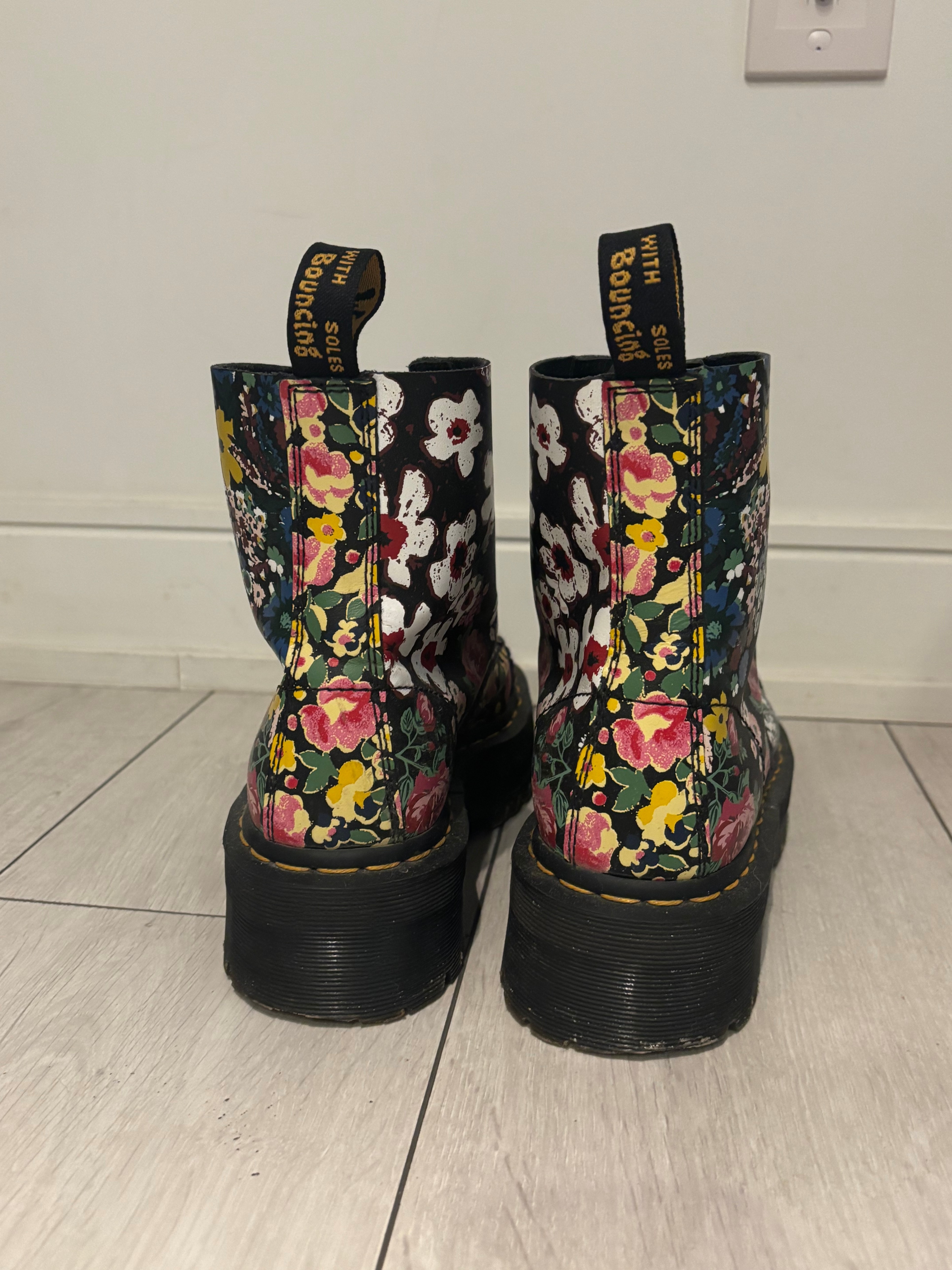 Dr. Martens Sinclair Floral Mash Up Leather Platform Boots - photo 4