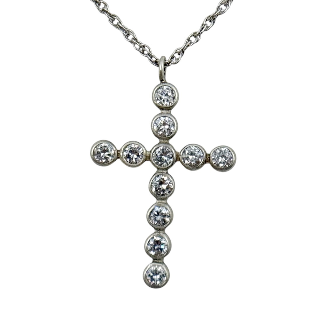 925 Sterling silver cubic zirconia cross pendant - photo 3