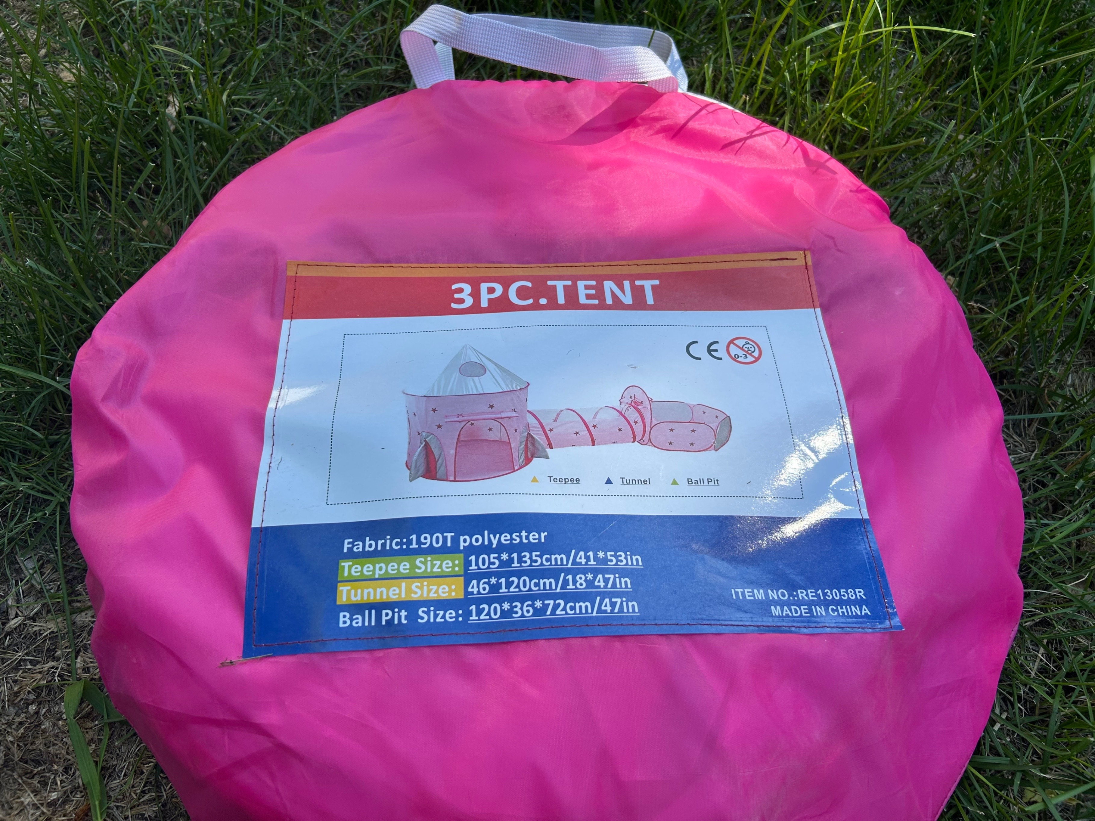 3 pc Pink Teepee/Tent, Tunnel, and Ball Pit Set