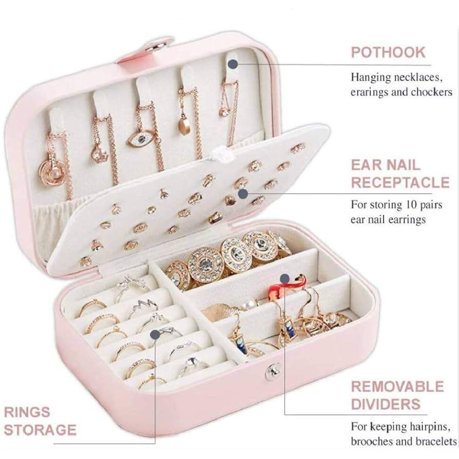 Jewellery Travel Earing Ring Necklace Jewelry Storage Box - photo 4