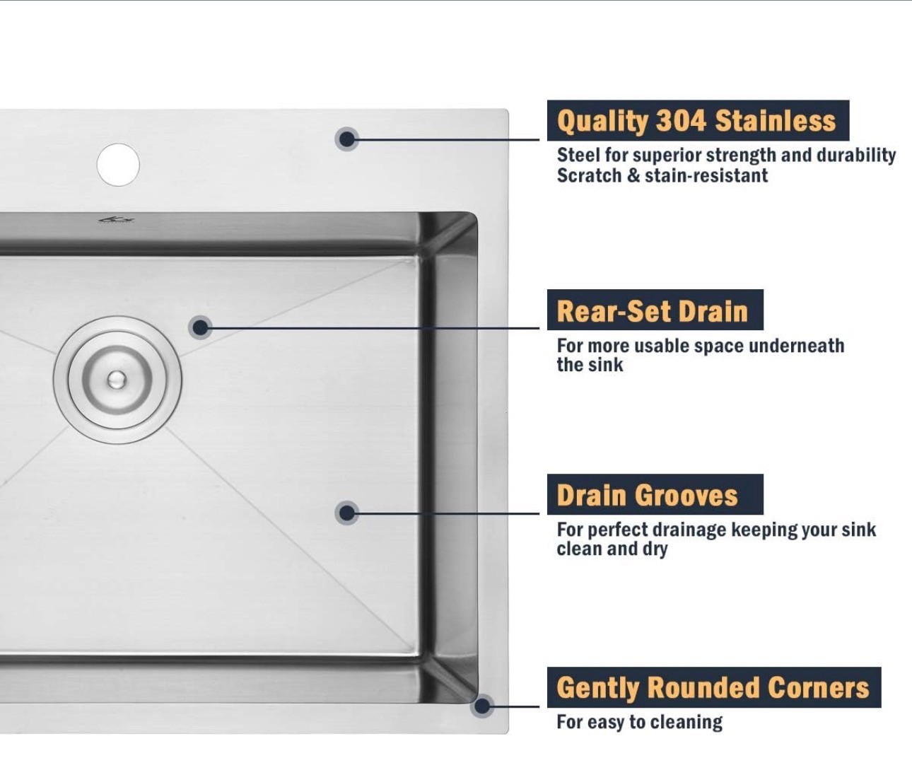 NEW: Kitchen Sink 31x20x10" Black 304 Stainless Steel - photo 4