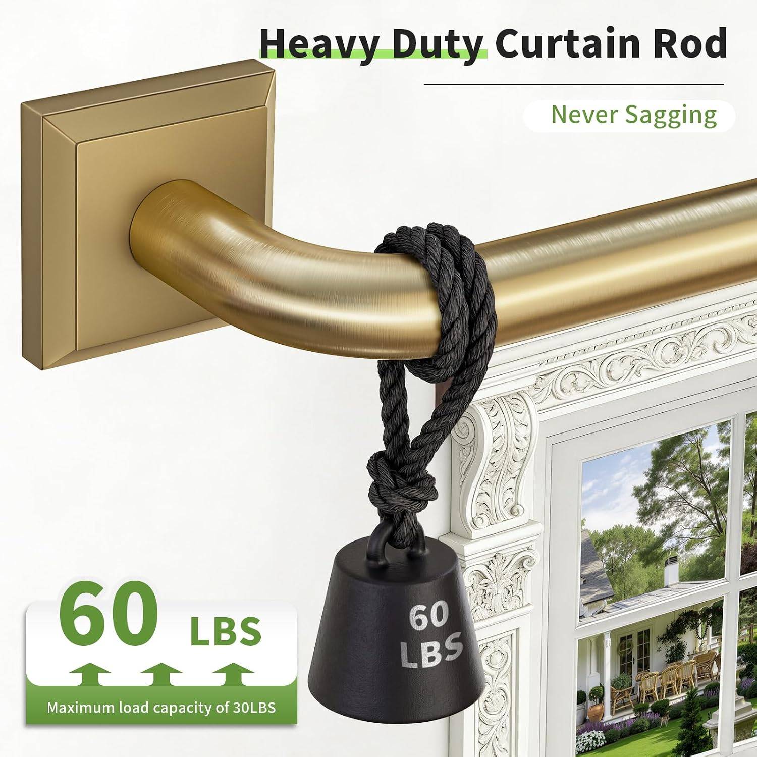 Brushed Gold Curtain Rods for Windows - photo 2