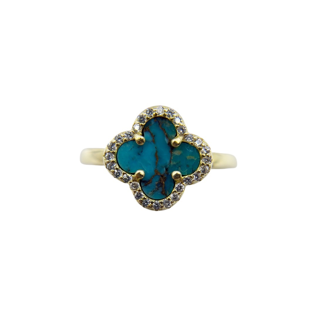 Gold Vermeil sterling silver turquoise clover ring