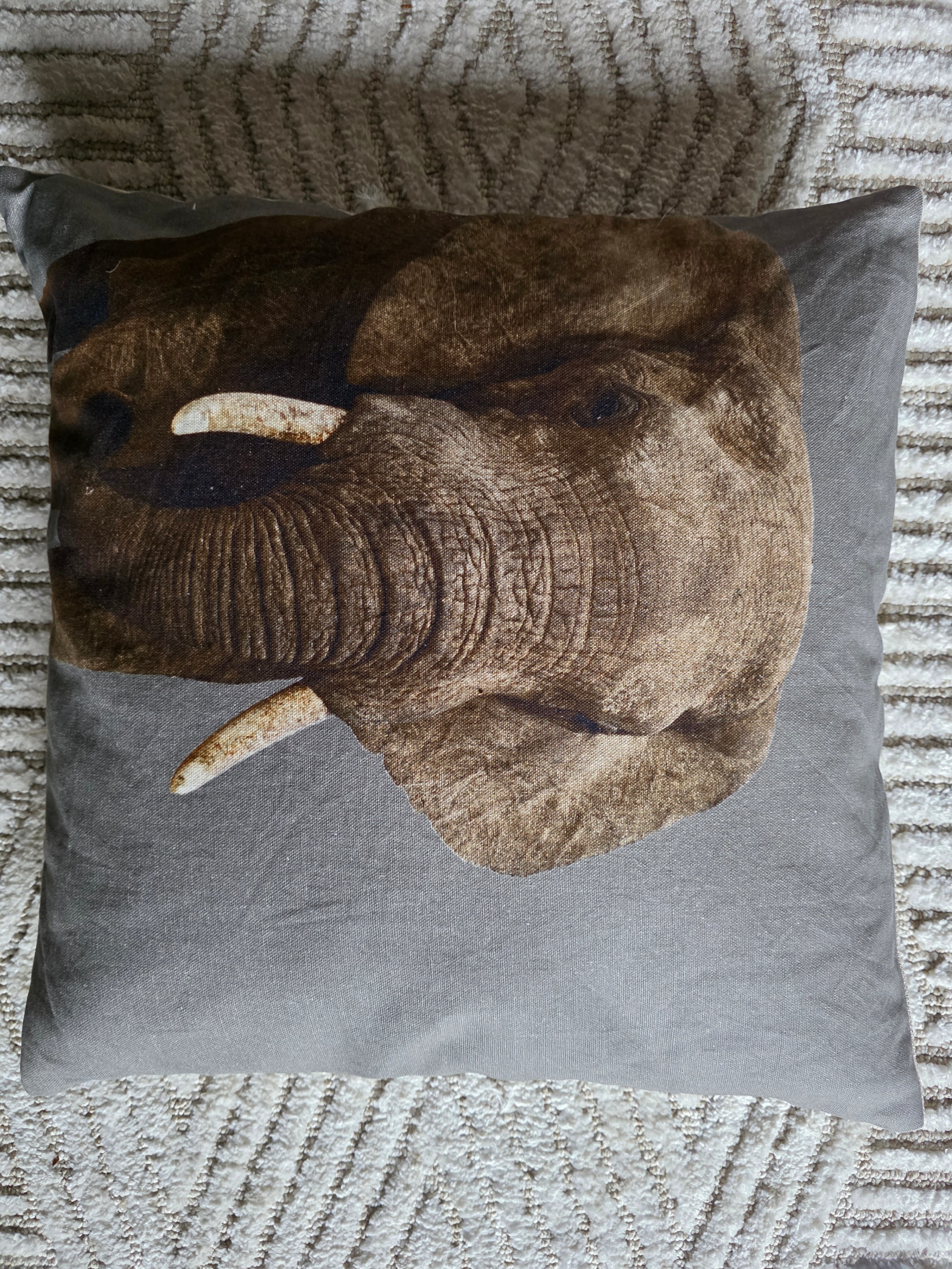Set of 3 Decorative Throw Pillows - Zebra, Rhino, Elephant - photo 2