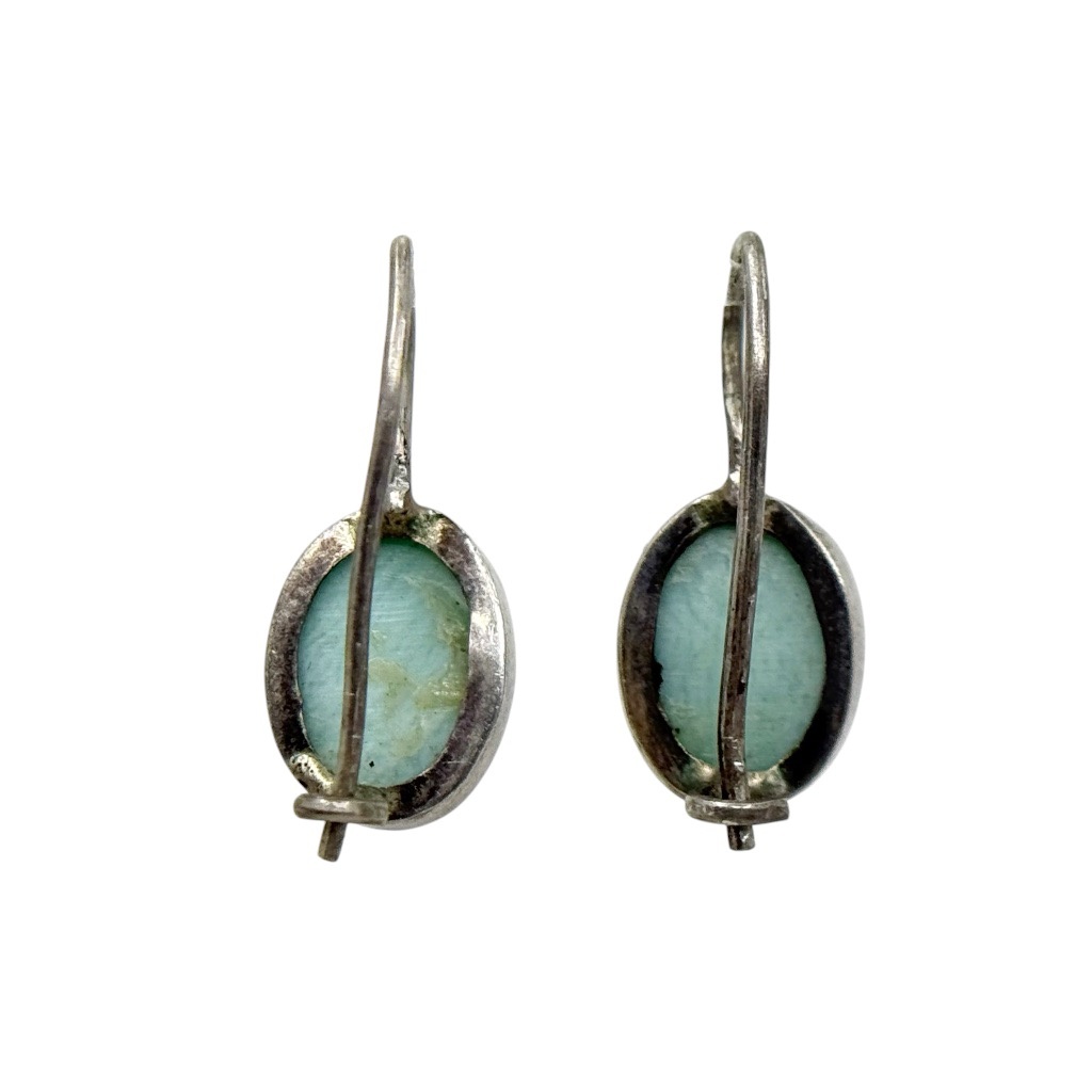 sterling silver Larimar cabochon earrings - GM1004 - photo 4