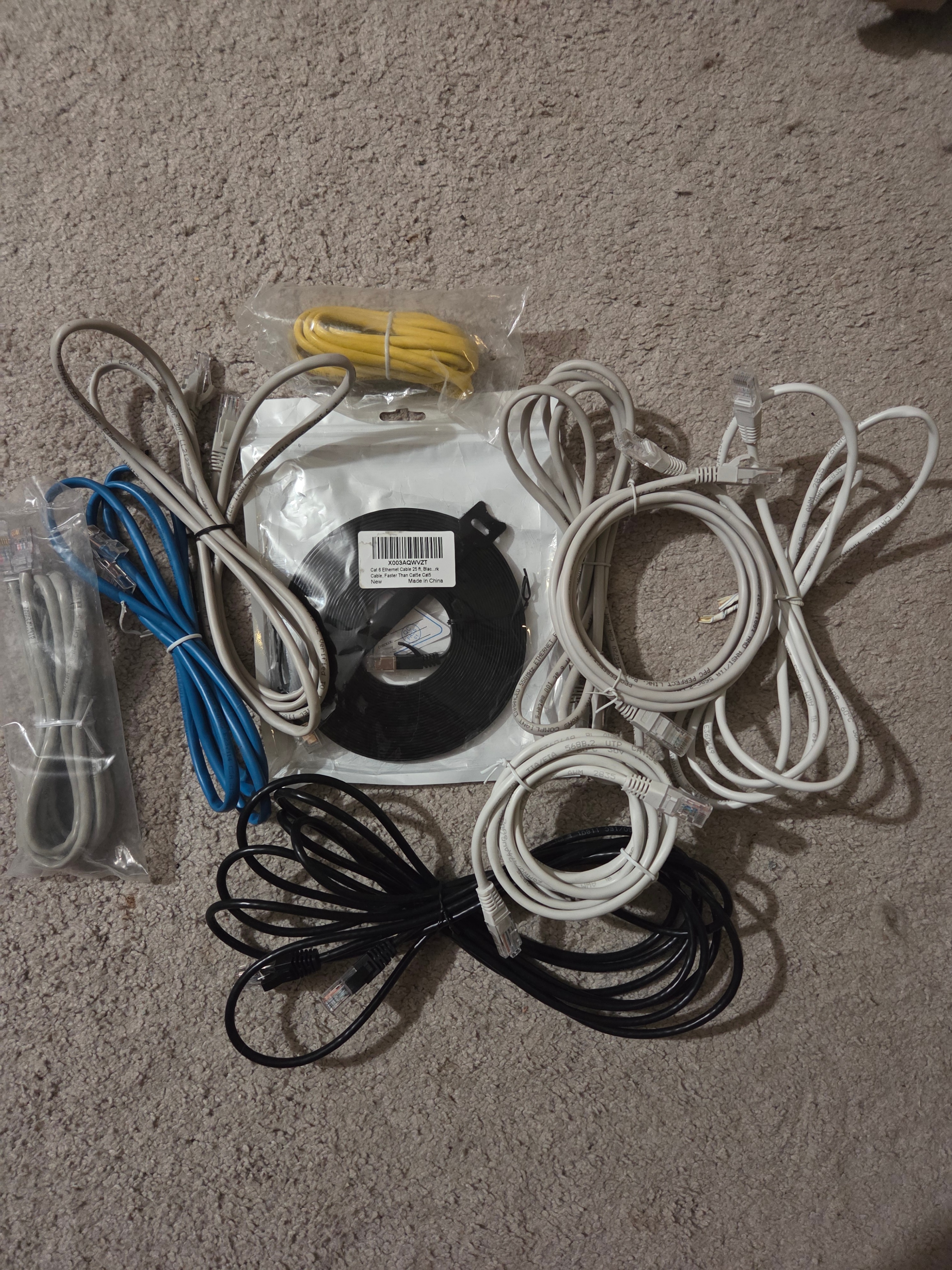 8 Various Ethernet RJ45 Cat6 Cables -Flat, Shielded, Round, Slim