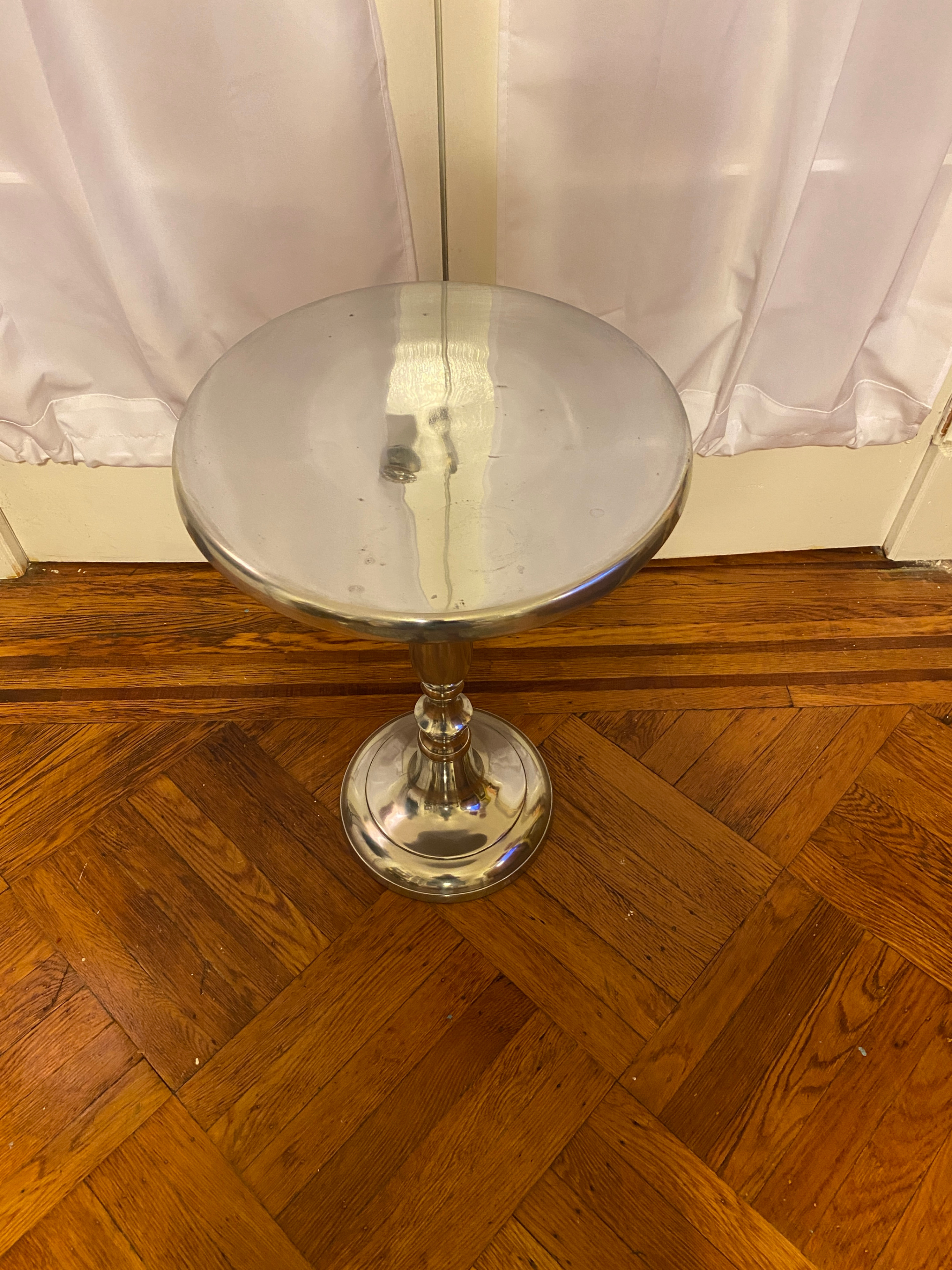 Deco 79 Aluminum Metal Small Turned Pedestal End Table