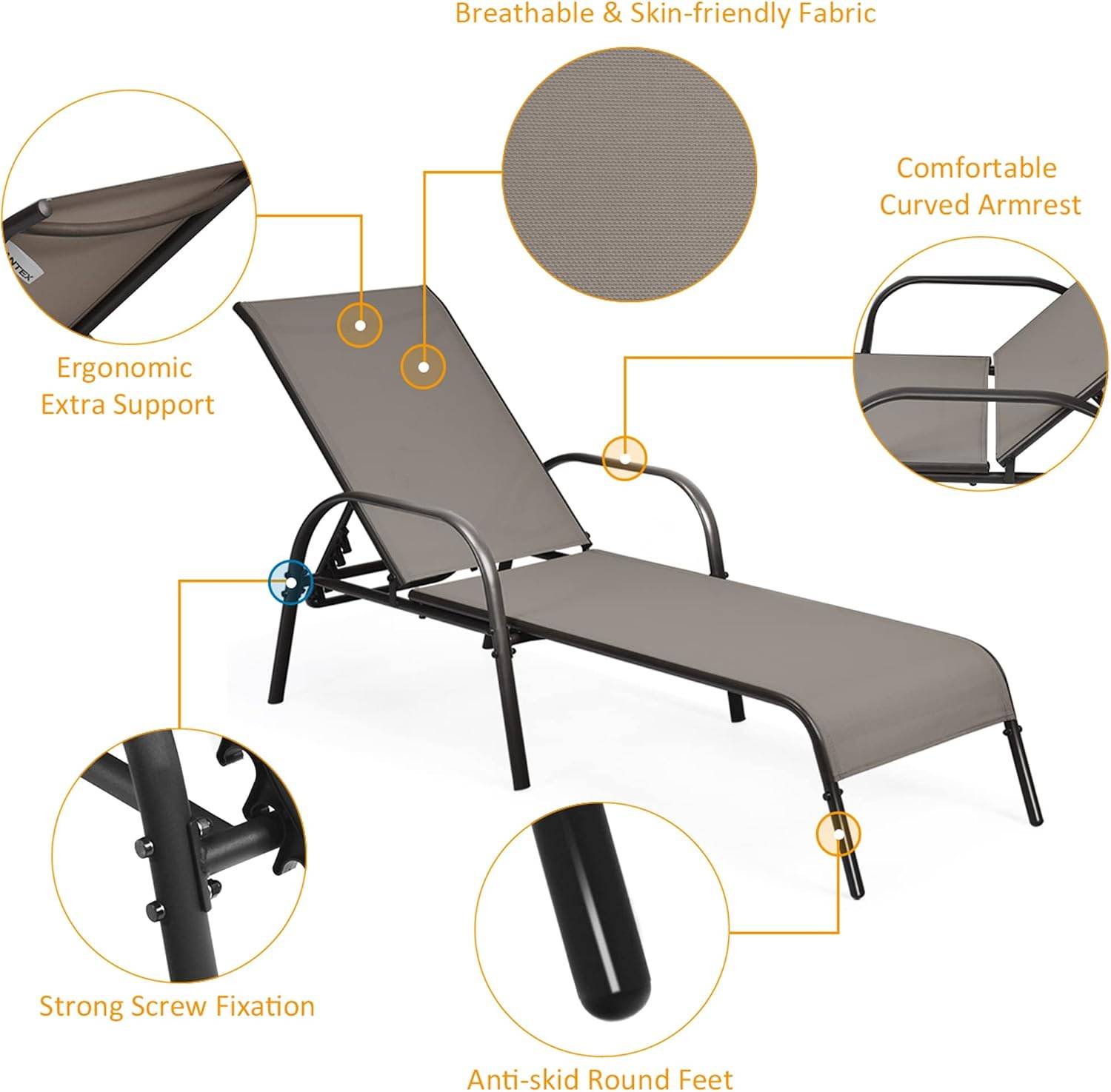 Outdoor Chaise Lounge Chair, All Weather Reclining Lounge Chair - photo 4