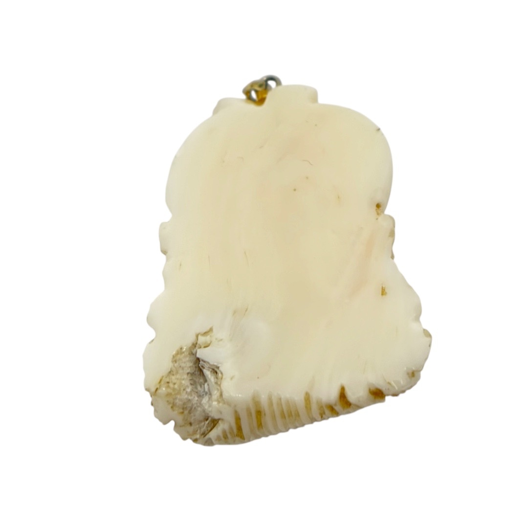 Vintage Chinese Angel Skin Coral Asian man pendant - GM1221 - photo 5