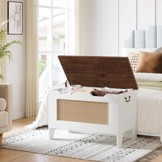 Rattan Toy Chest 30" Kids Wood Large Toy Box, Storage Bench - photo 3