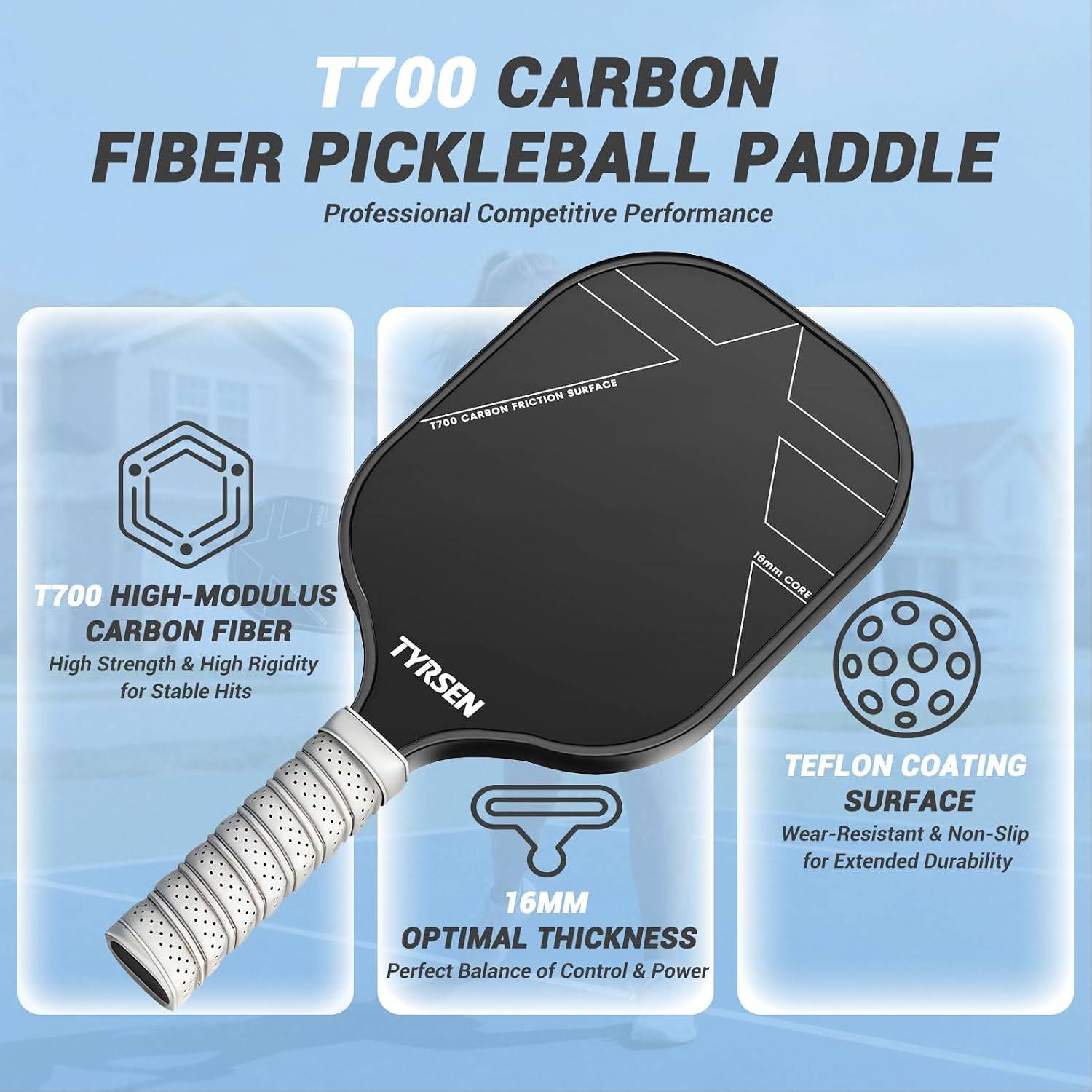 Pro Pickleball Net Set with Carbon Fiber Paddles & 22ft Net - photo 2