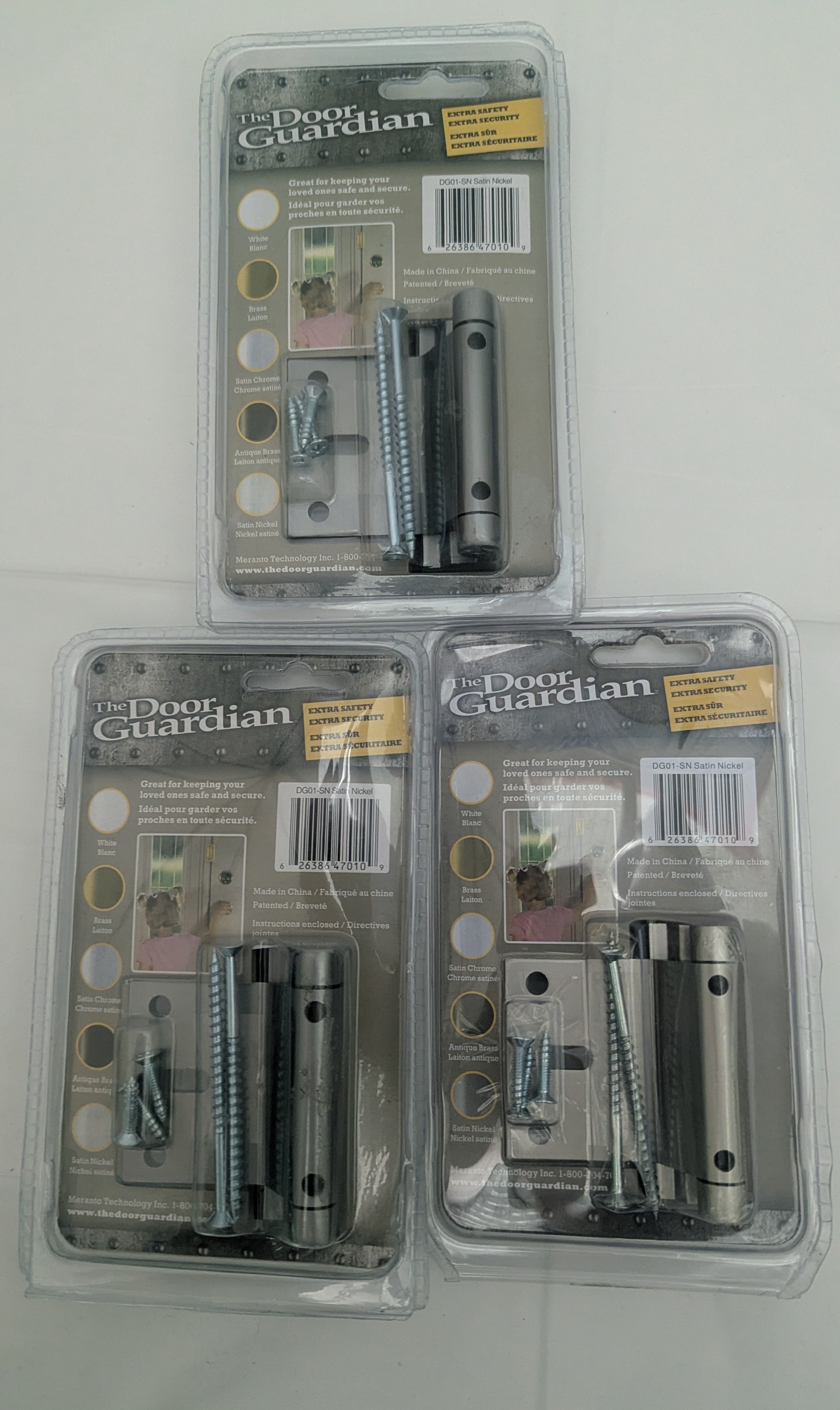 3pc Door Guardian Childproof Security Lock Inward Swinging Doors - photo 2