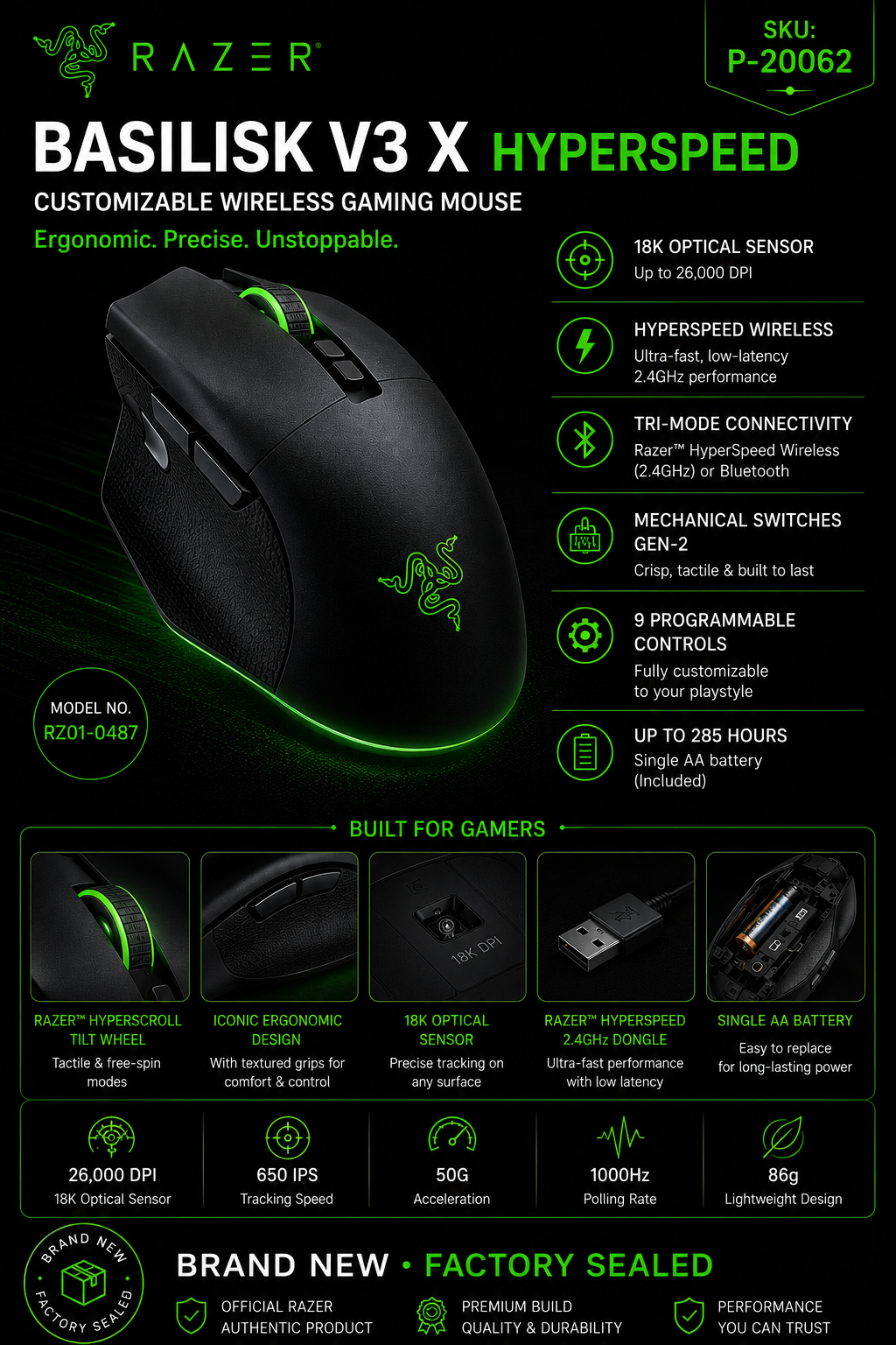 Razer Basilisk V3 X HyperSpeed Wireless Gaming Mouse