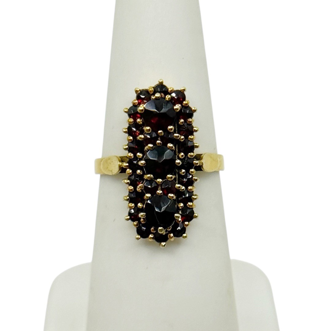 Vintage Gold over 900 silver bohemian rose cut garnet ring - photo 2